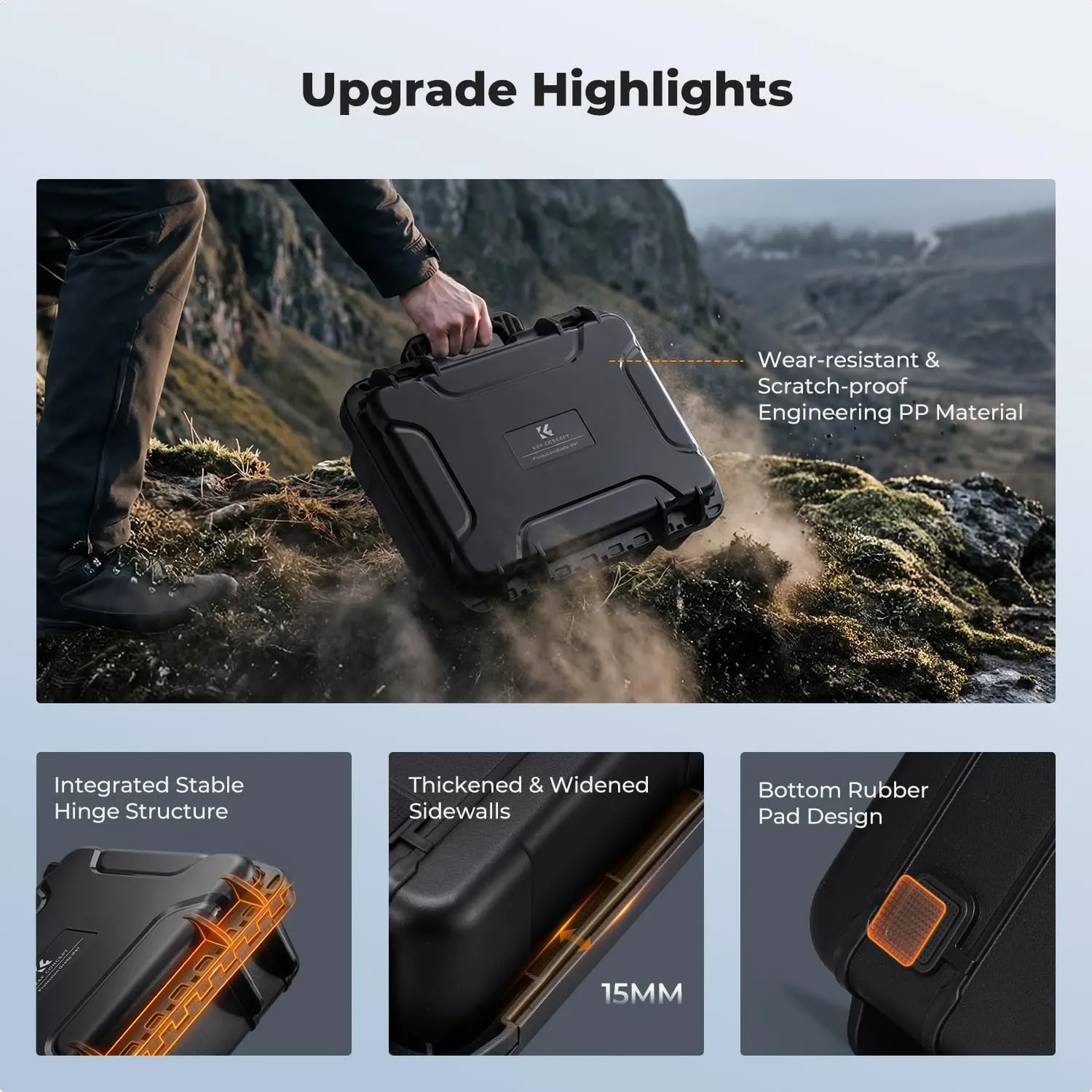 Concept valigia fotografica rigida IP67 34,5cm nera schiuma