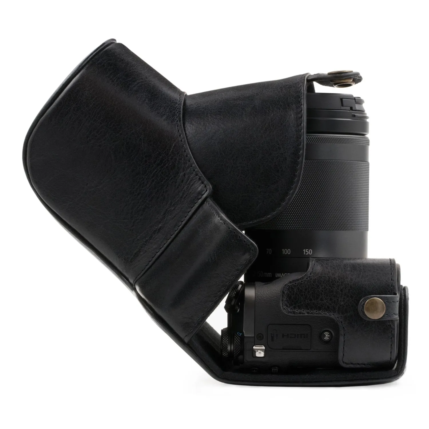 MegaGear MG1182 custodia Canon EOS M6 18-150 vera pelle nera