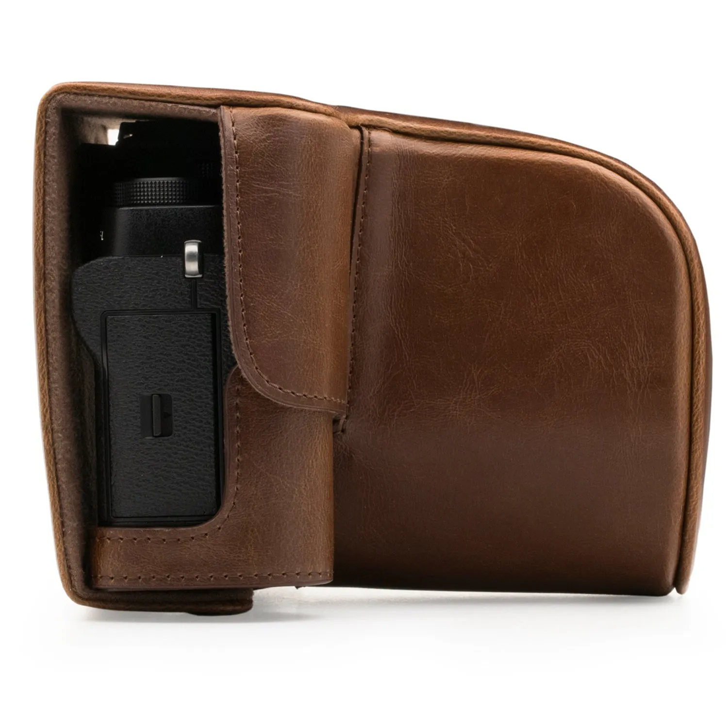 MegaGear MG871 custodia pelle Fujifilm X-T2 marrone scuro