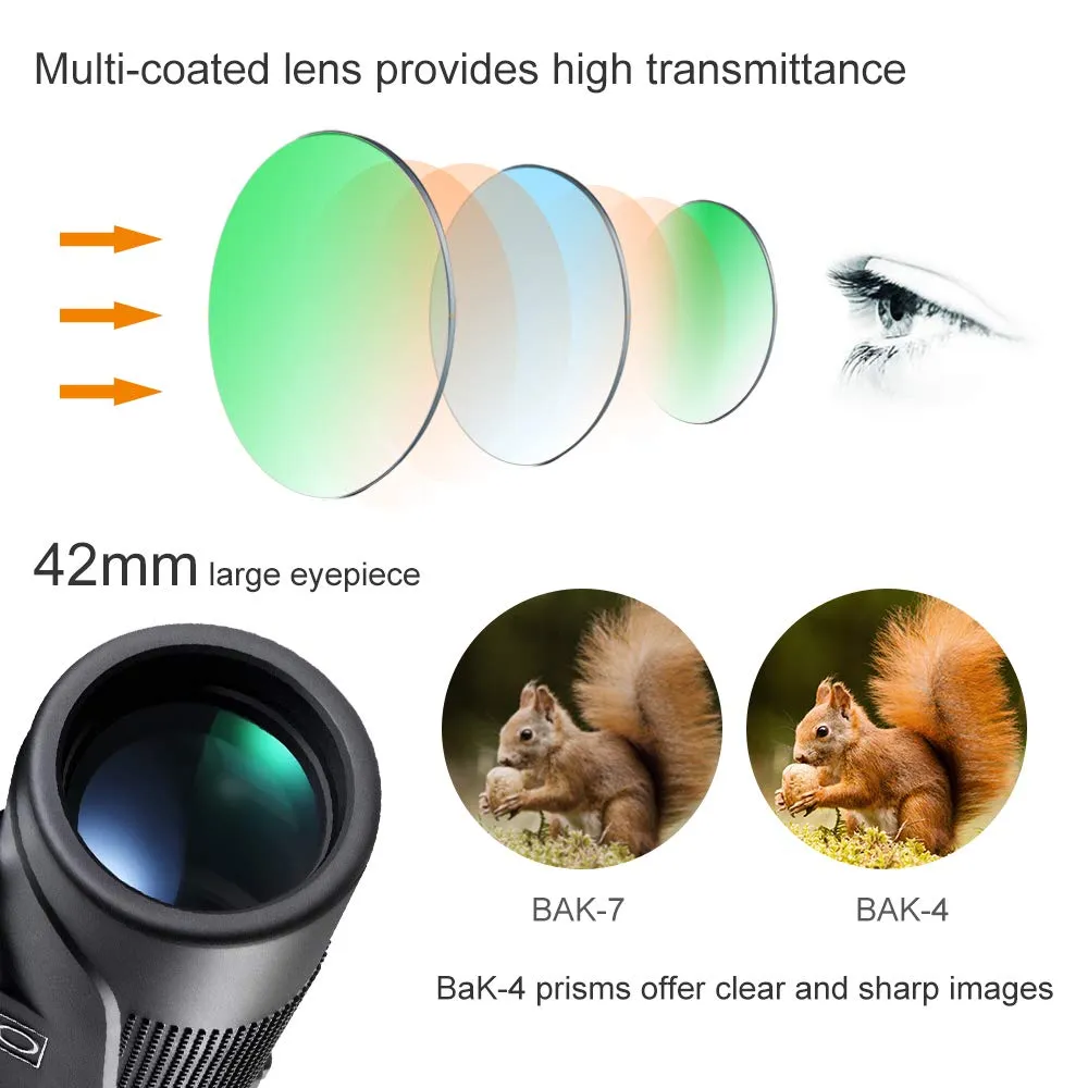 K&F Concept 10x42 binocolo impermeabile BAK-4 birdwatching