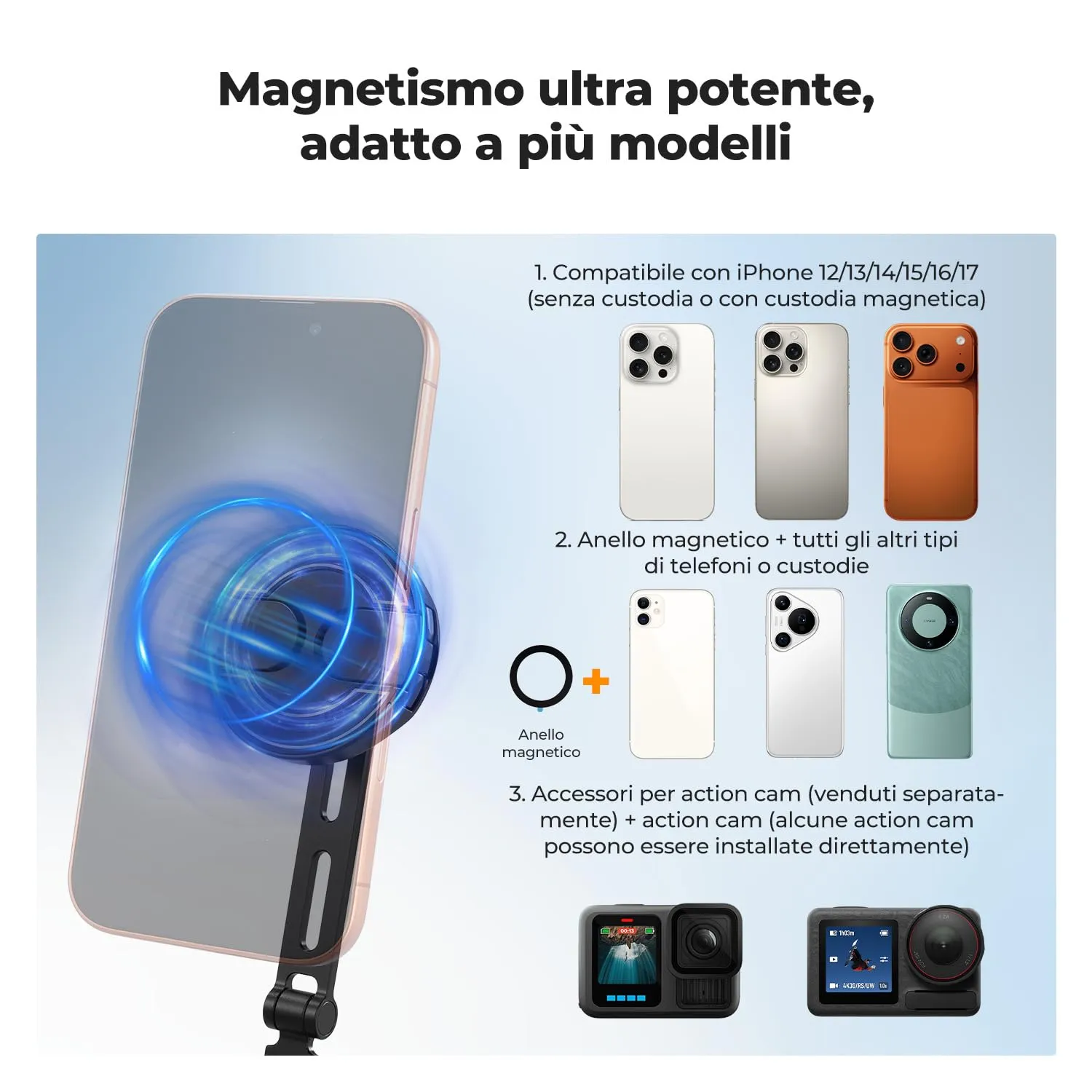 K&F Concept Supporto Collo Telefono Magnetico Nero POV