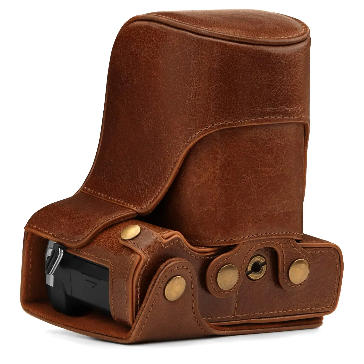 MegaGear Ever Ready E-M5 Mark III Custodia Pelle Marrone Vera Pelle