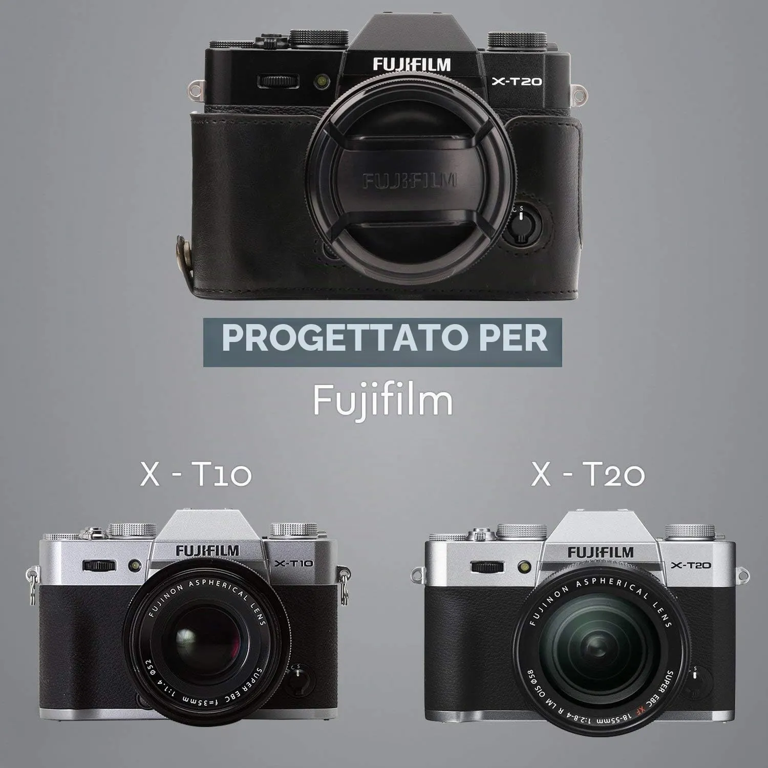 MegaGear MG576 Single custodia ecopelle X-T20 nero