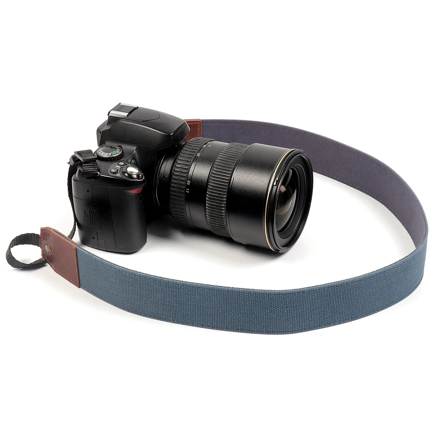 MegaGear MG1994 Tracolla Fotocamera Marrone Blu Pelle Tela