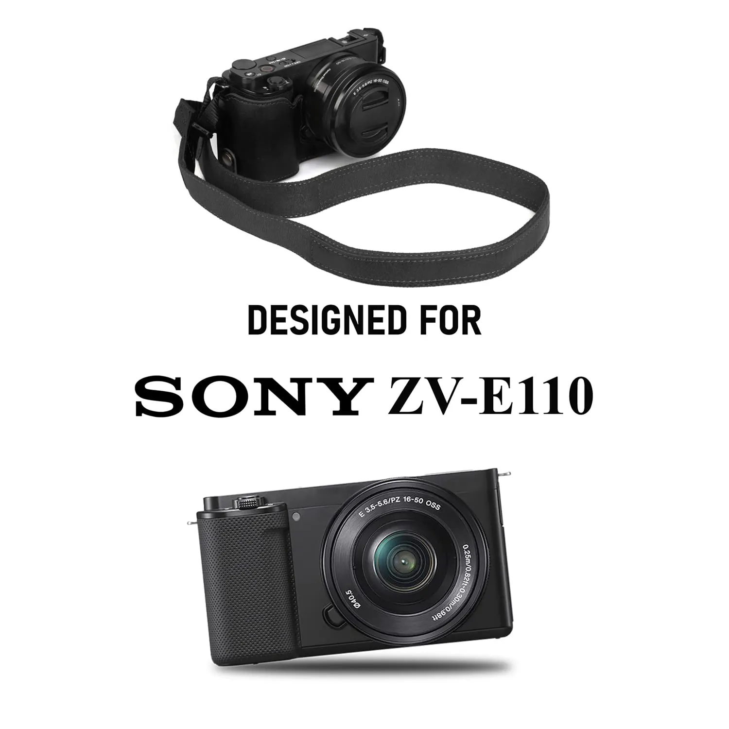 MegaGear Ever Ready mezza custodia Sony ZV-E10 nero vera pelle