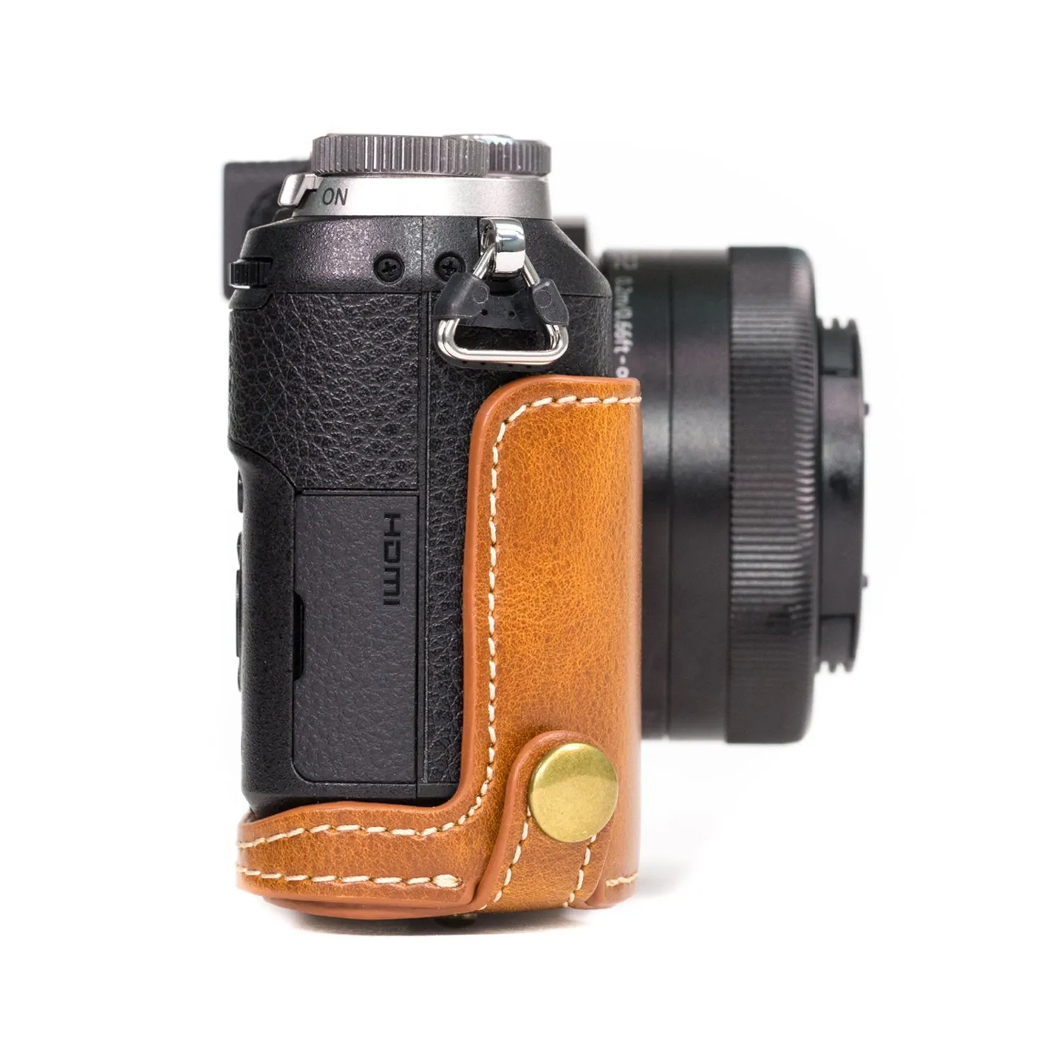 MegaGear MG998 custodia ecopelle marrone chiaro per Lumix GX85