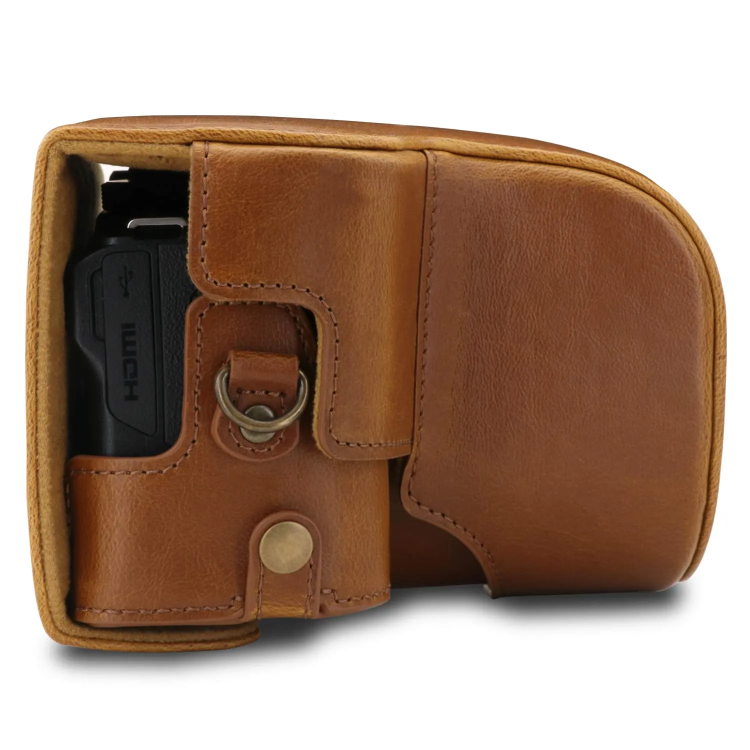 MegaGear custodia Nikon Coolpix B600 marrone chiaro ecopelle