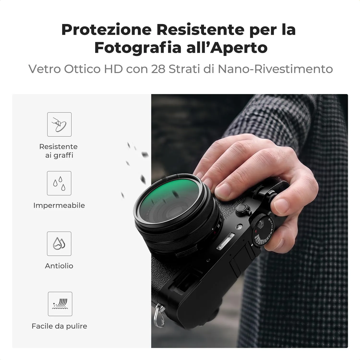K&F Concept Nano-Xcel Filtro UV X100 Nero protezione
