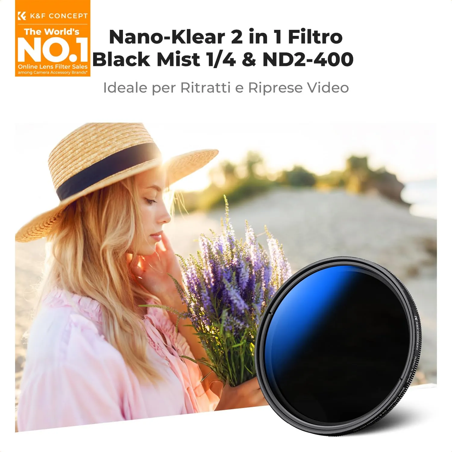 K&F Concept Nano-Klear ND2-400 filtro variabile 82mm Black Mist