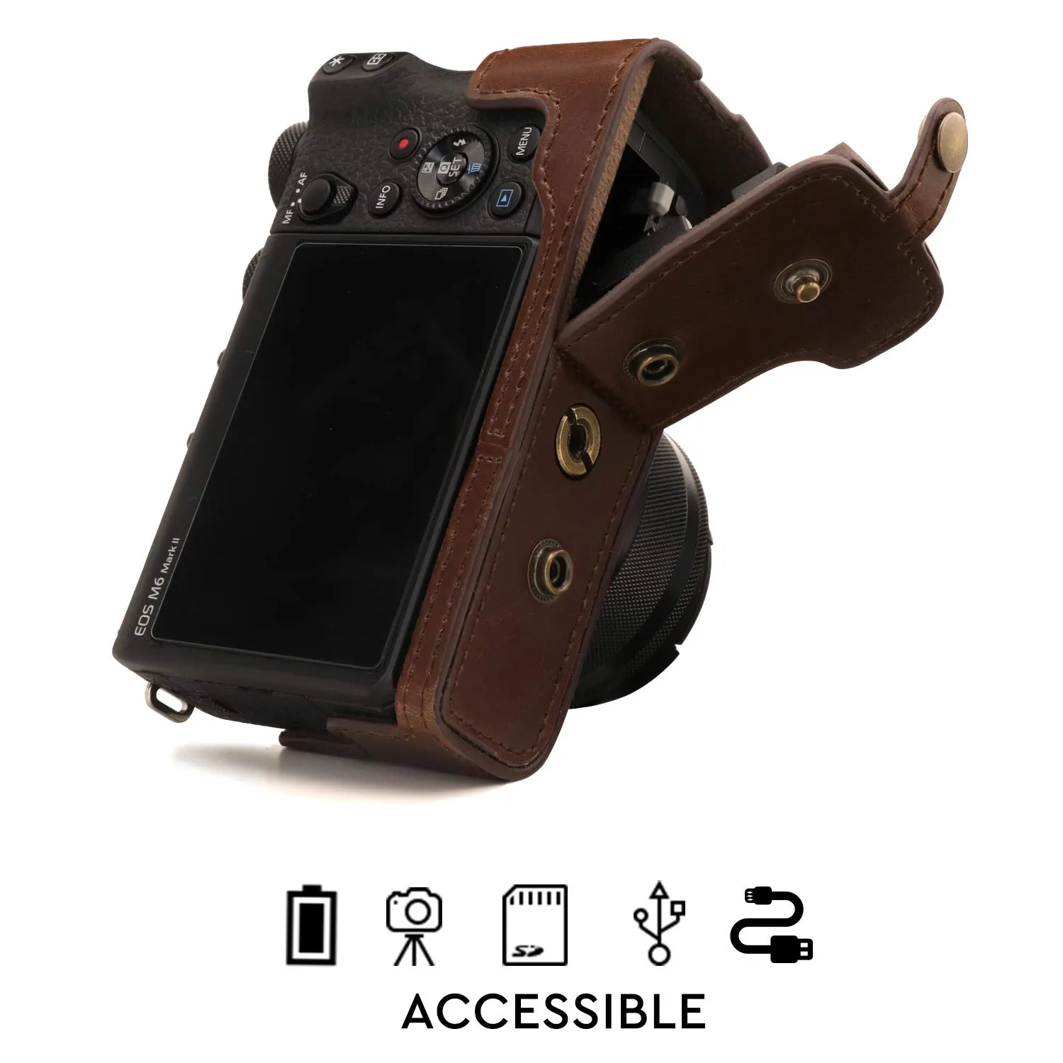 MegaGear Ever Ready M6 II custodia finta pelle marrone scuro