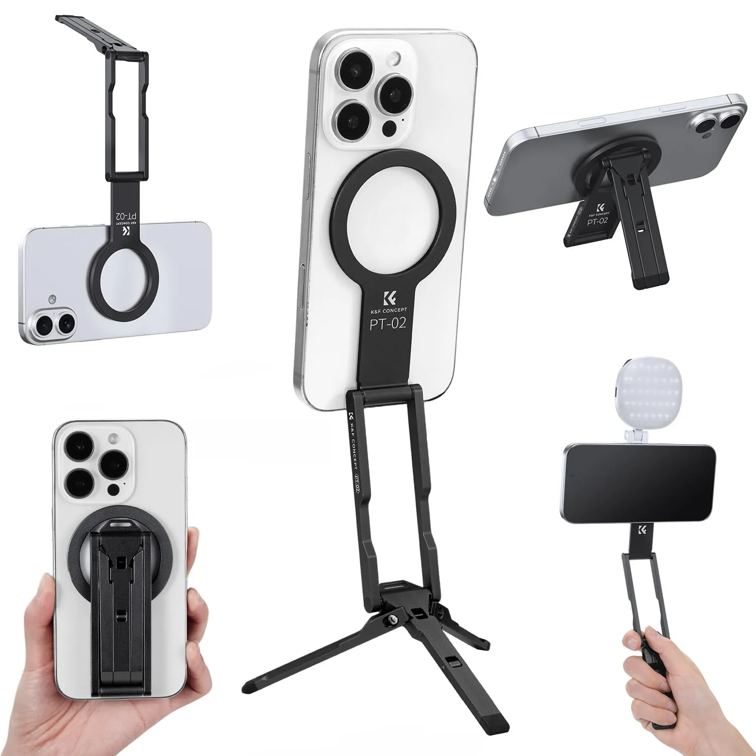 K&F Concept Mini Treppiede Magnetico Smartphone Argento 7mm