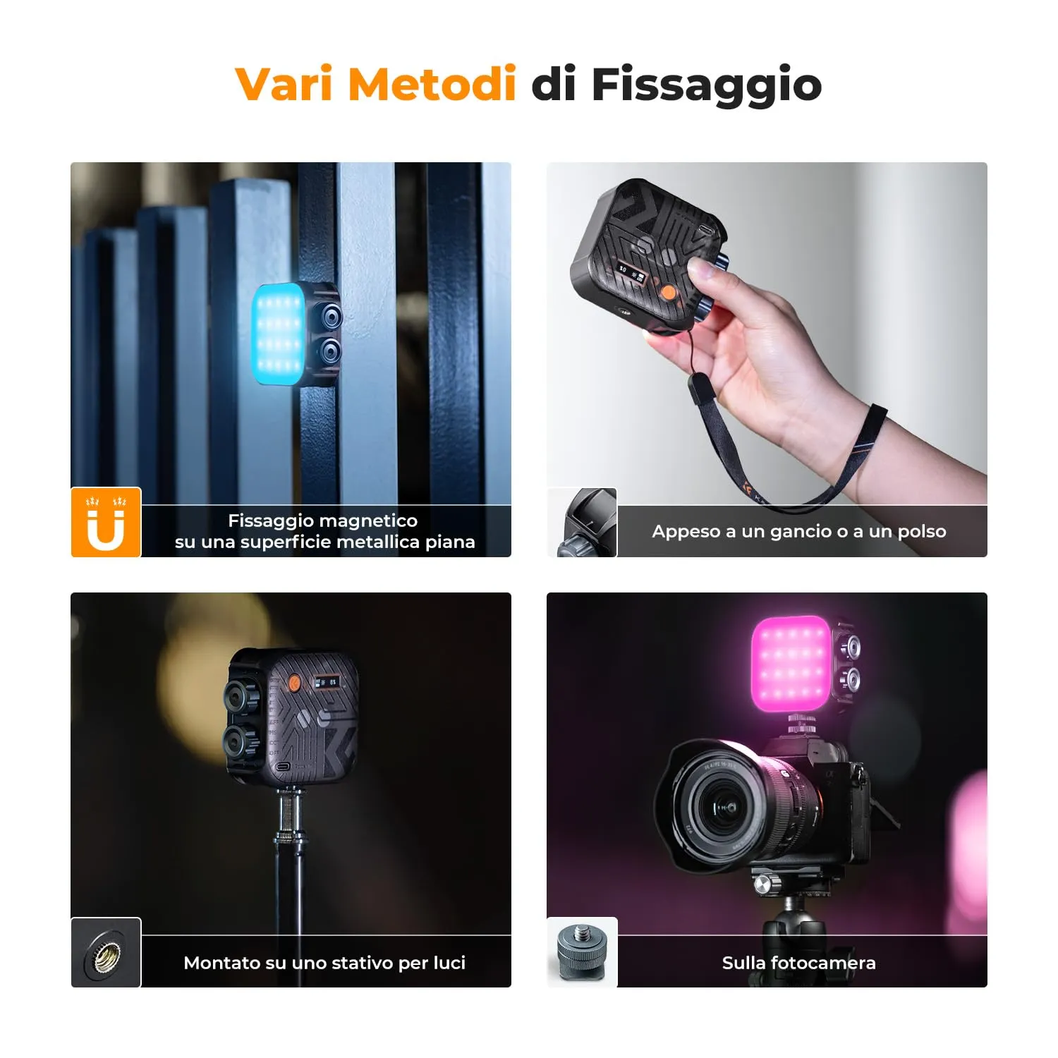 K&F Concept L01 luce video RGB 2500-9900K nera