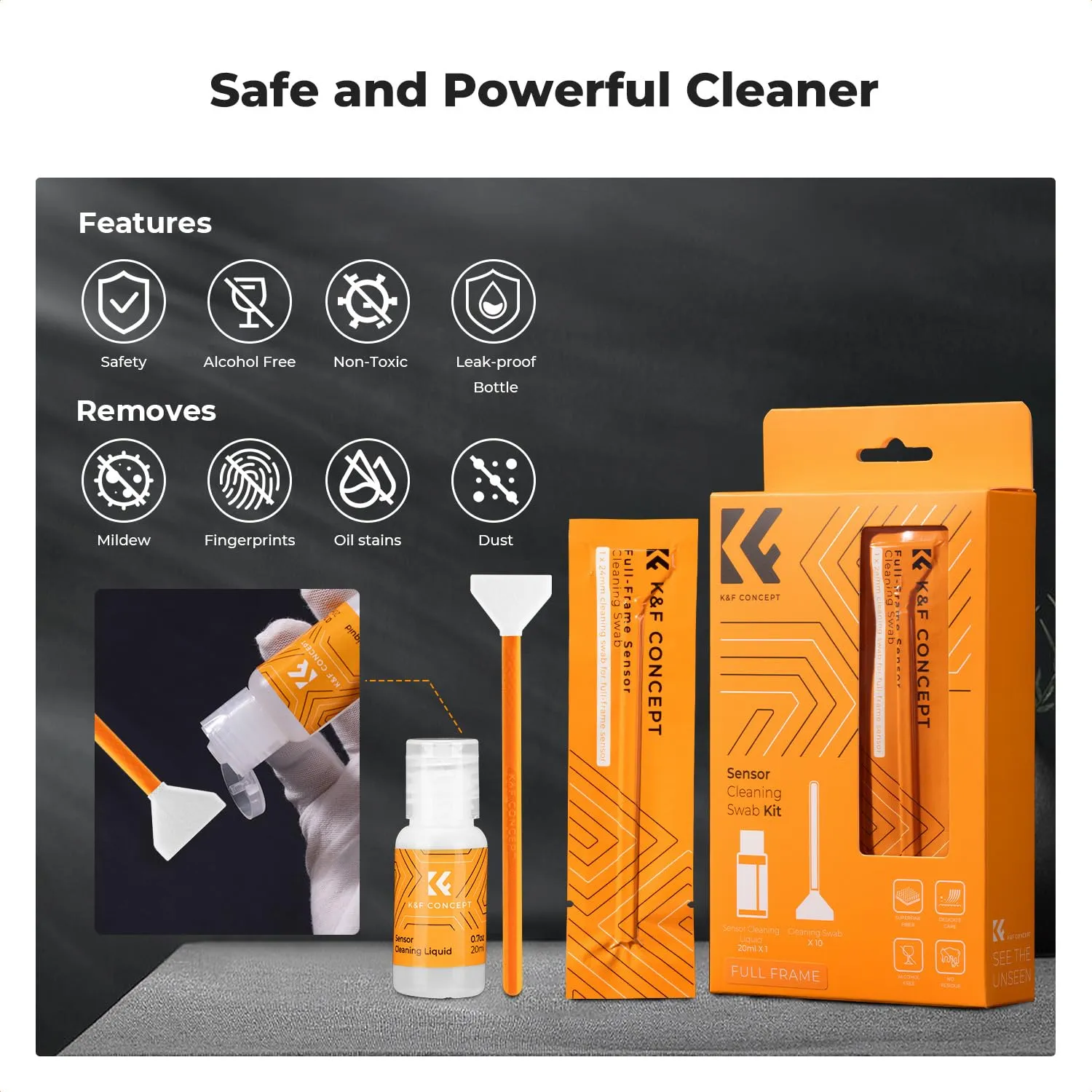 K&F Concept kit pulizia sensore full-frame 24mm 10 pezzi delicato