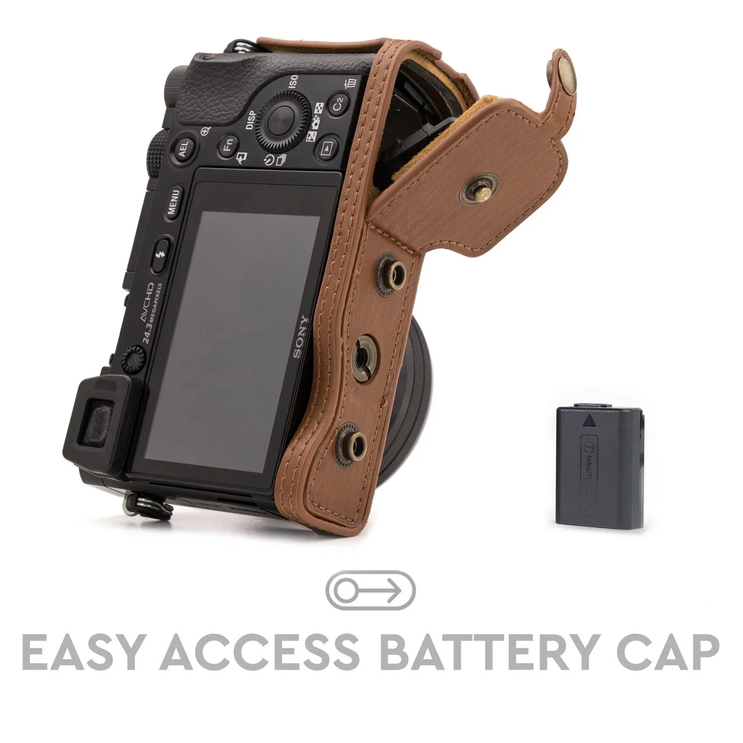 MegaGear Ever Ready MG986 custodia fotocamera marrone chiaro finta pelle
