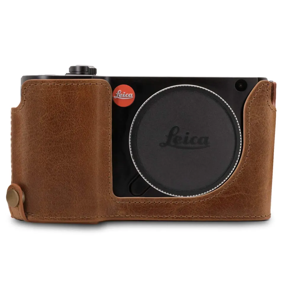 MegaGear Leica TL2-TL mezza custodia pelle marrone scuro