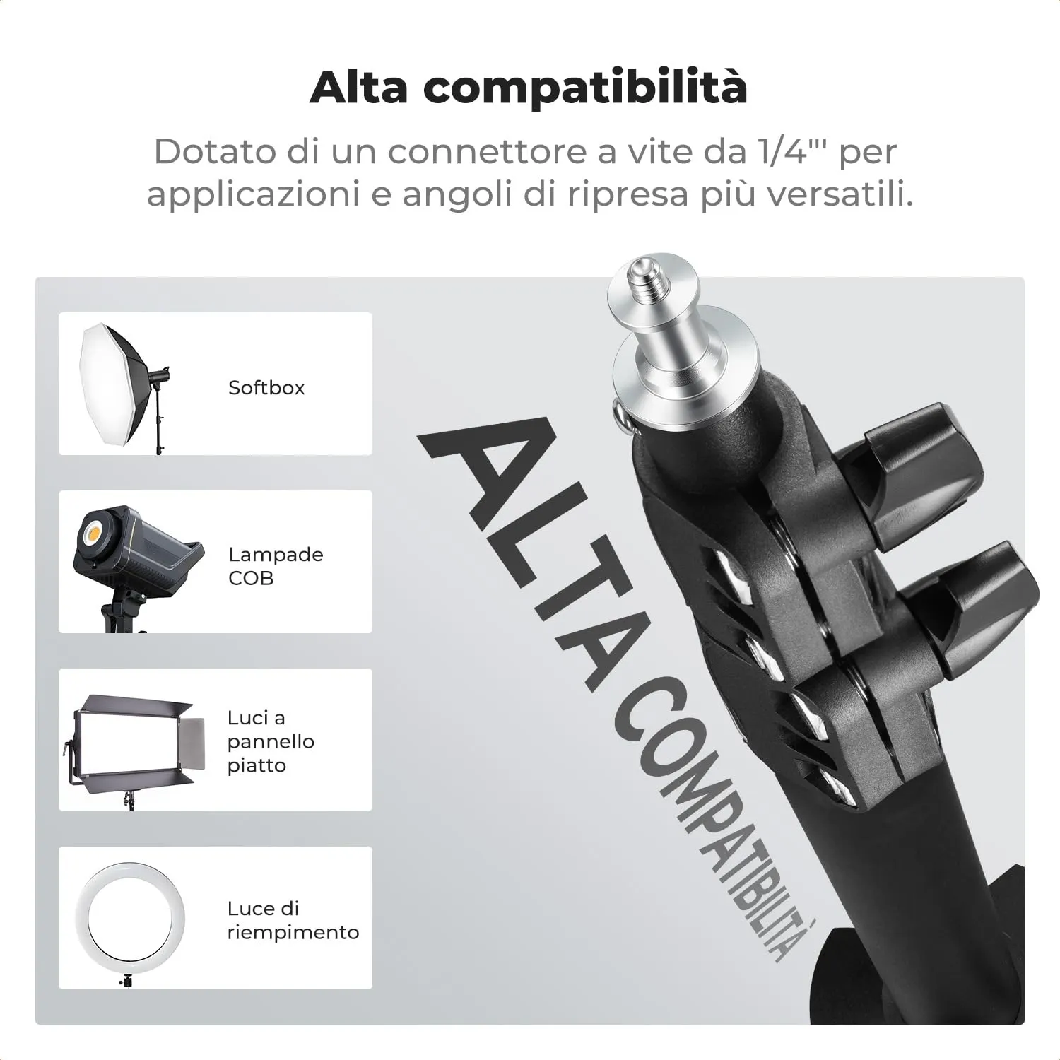 K&F Concept Stativo Luce Treppiede 280cm 1/4" con Custodia