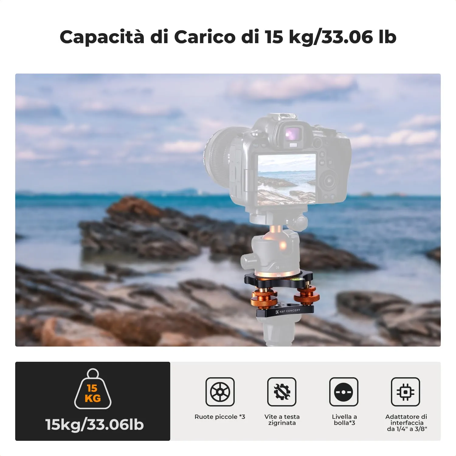 K&F Concept Base di Livellamento Alluminio 15 kg