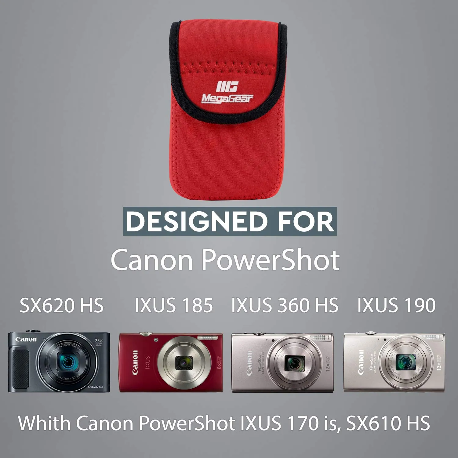 MegaGear PowerShot SX620 custodia neoprene rosso compatta