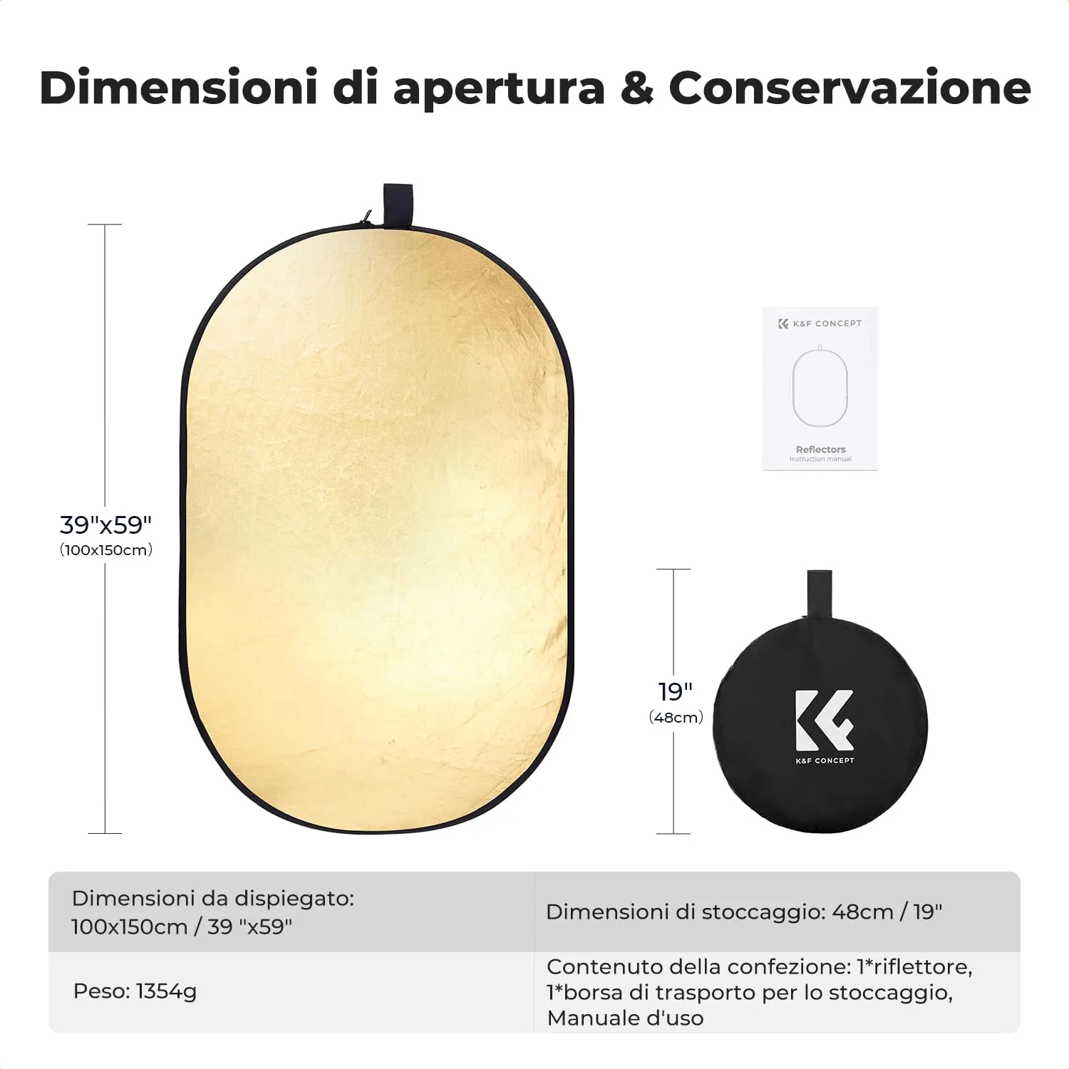 K&F Concept riflettore fotografico 5in1 100x150cm