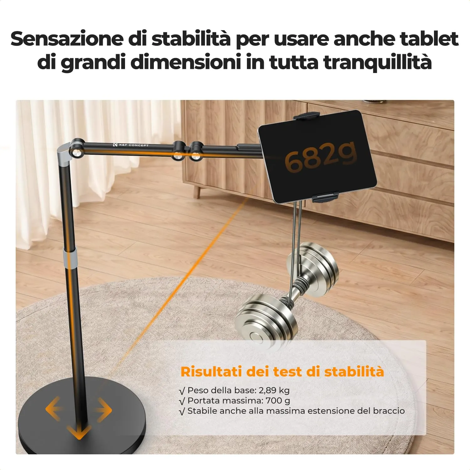 K&F Concept supporto pavimento tablet telefono regolabile