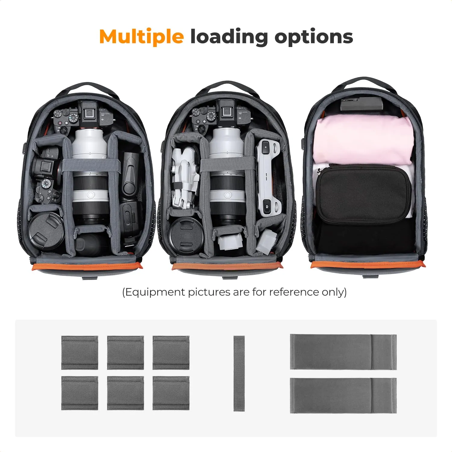 K&F Concept zaino fotografico 10L nero-arancione leggero