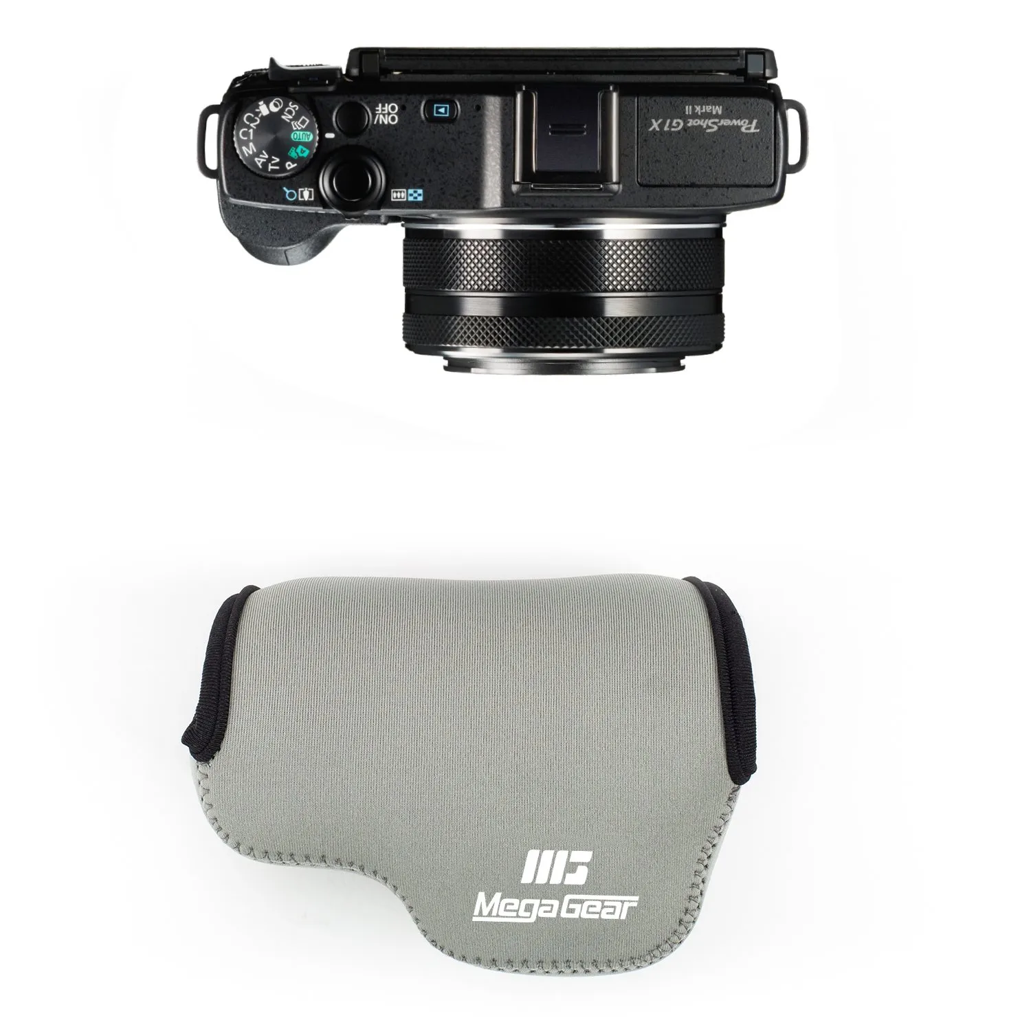MegaGear Canon G1 X II custodia neoprene grigia moschettone