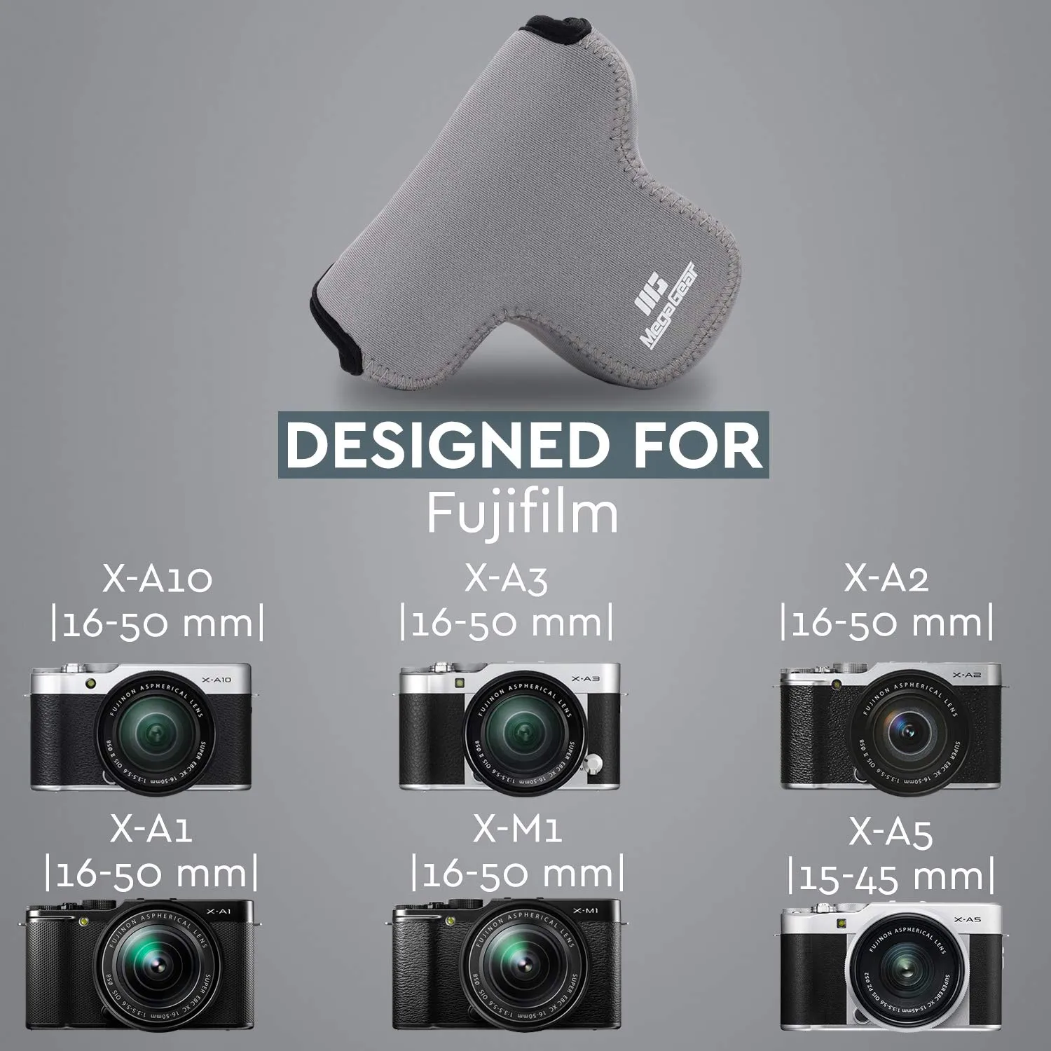 MegaGear MG1005 Custodia Neoprene Fujifilm X-A Grigia