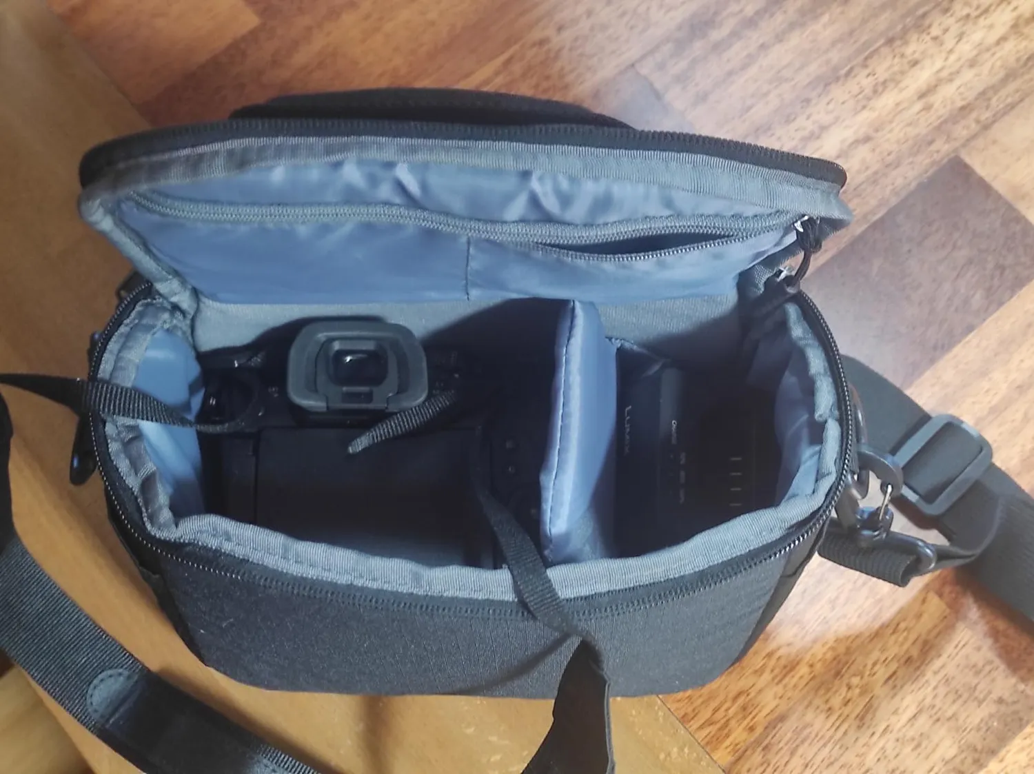 K&F Concept borsa fotocamera tracolla azzurra DSLR mirrorless