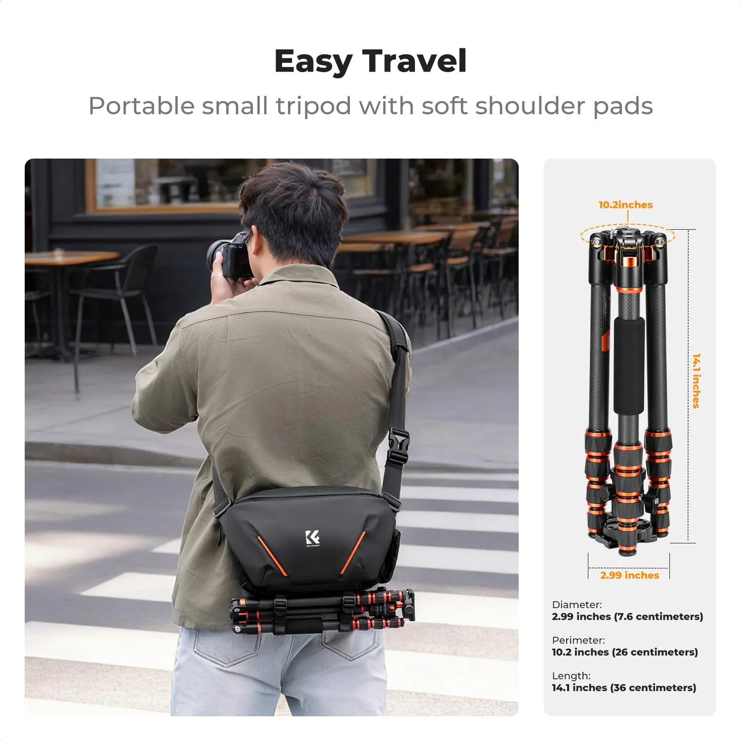 K&F Concept borsa tracolla fotocamera 6L nera divisori