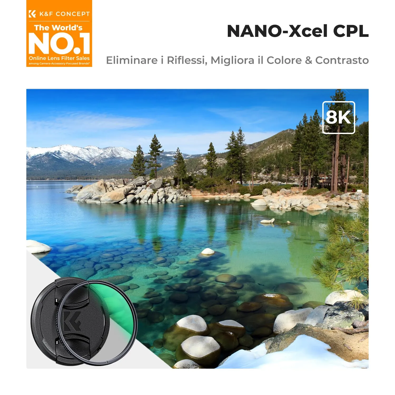K&F Concept Nano-Xcel Filtro Polarizzatore CPL 67mm