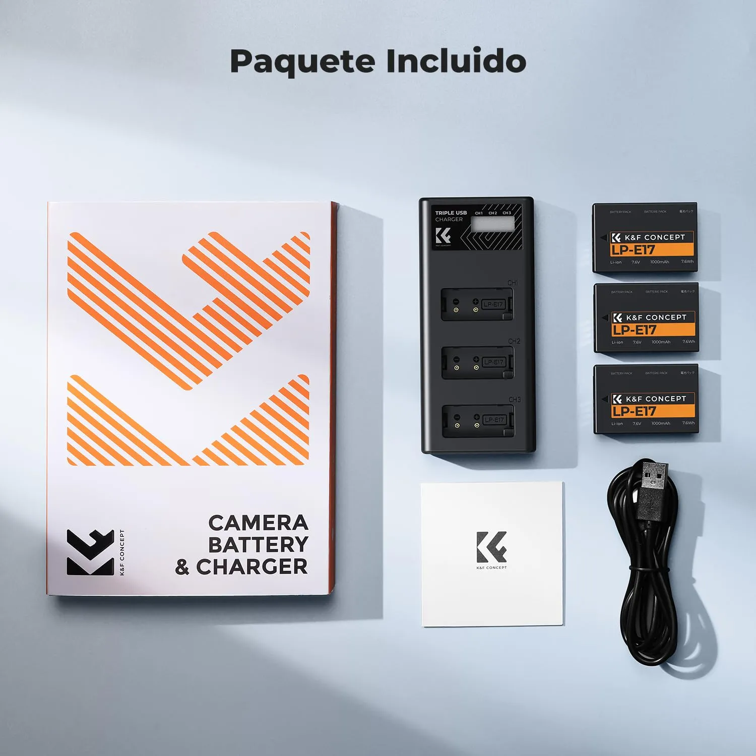 K&F Concept LP-E17 Kit 3 Batterie + Caricatore LCD Canon