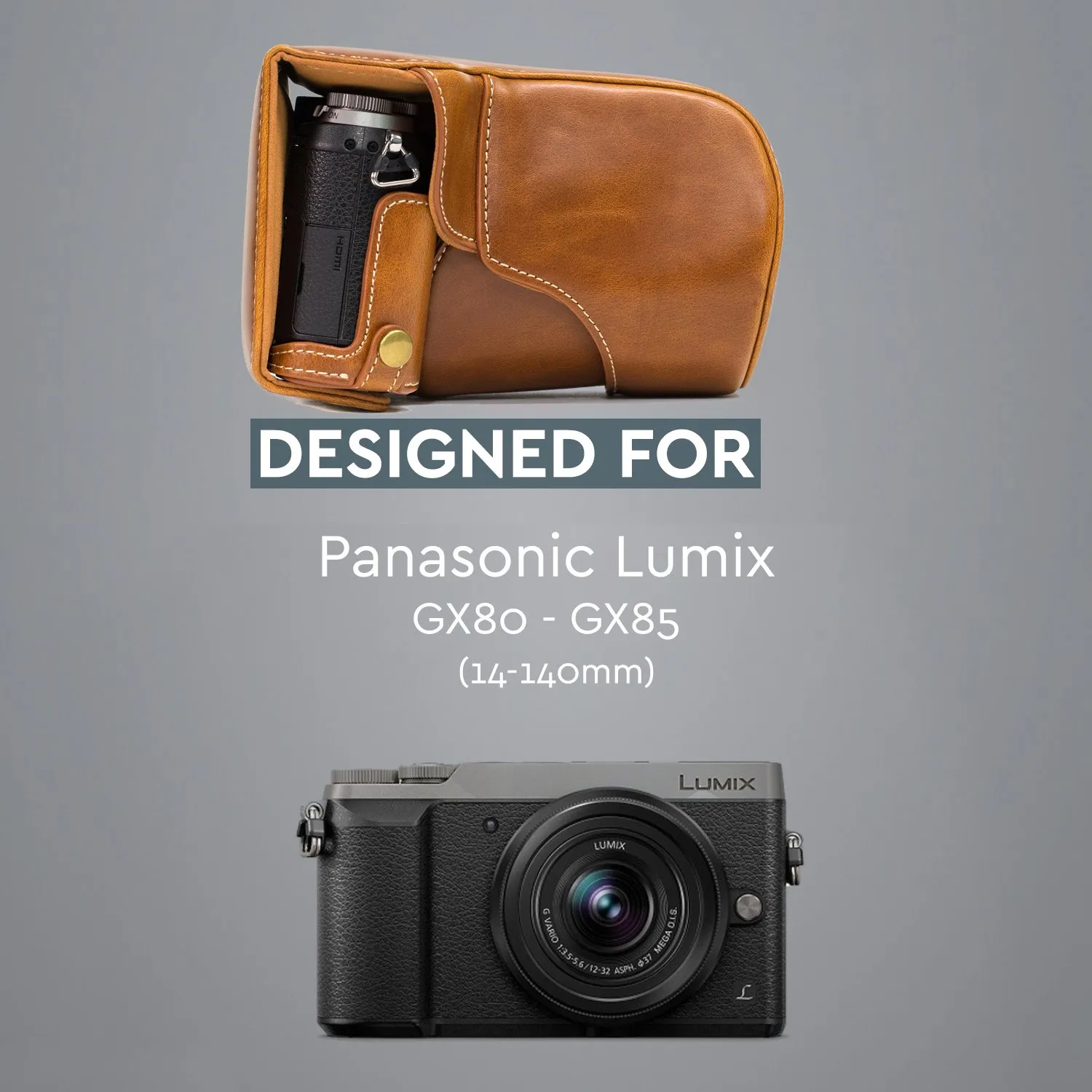 MegaGear MG998 custodia ecopelle marrone chiaro per Lumix GX85