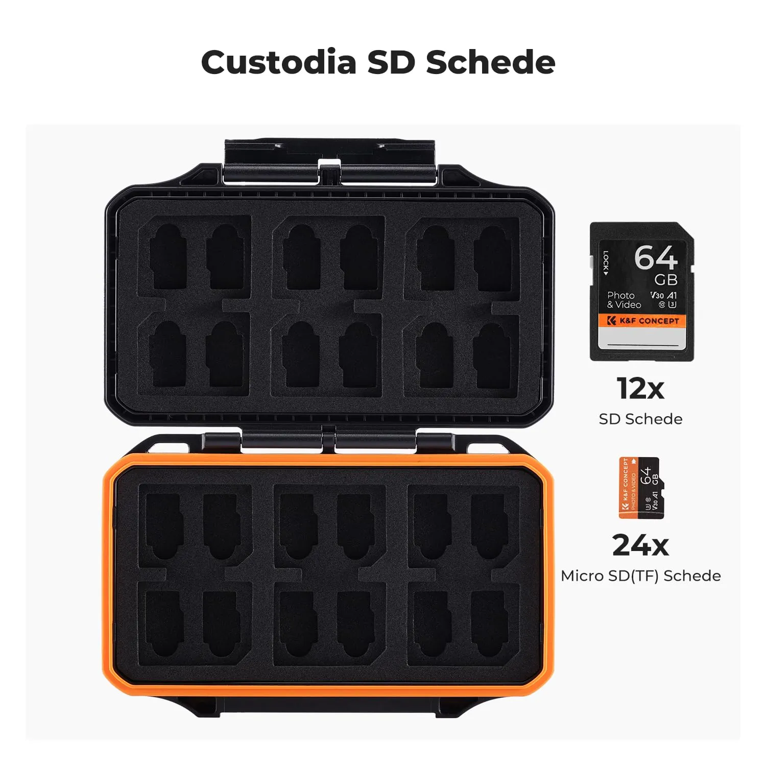 K&F Concept Custodia Schede SD 12+24 Micro SD Impermeabile