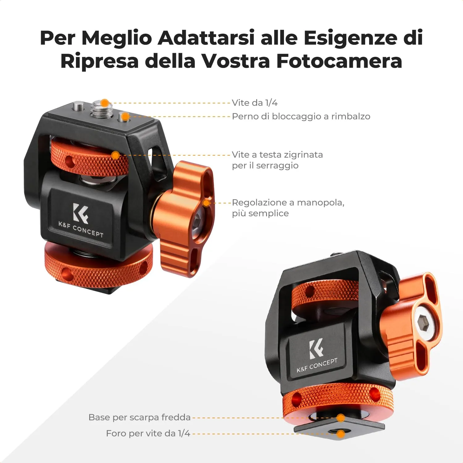 K&F Concept supporto monitor 1/4 ARRI inclinabile 3 kg
