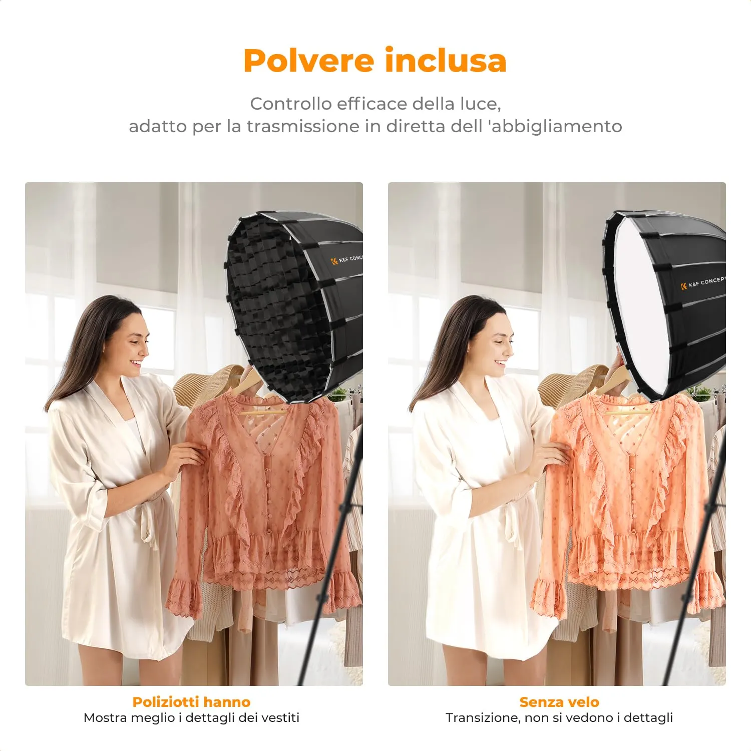 K&F Concept softbox parabolico 60cm Bowens con griglia