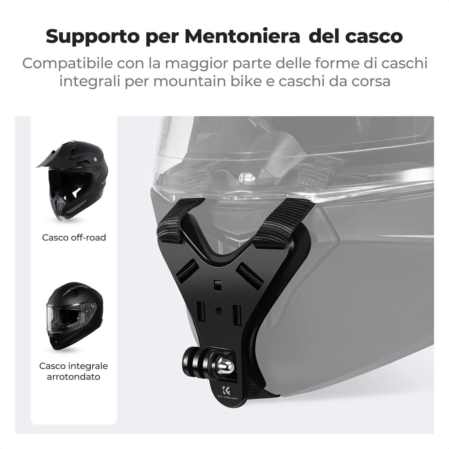K&F Concept supporto mentoniera casco action cam singolo