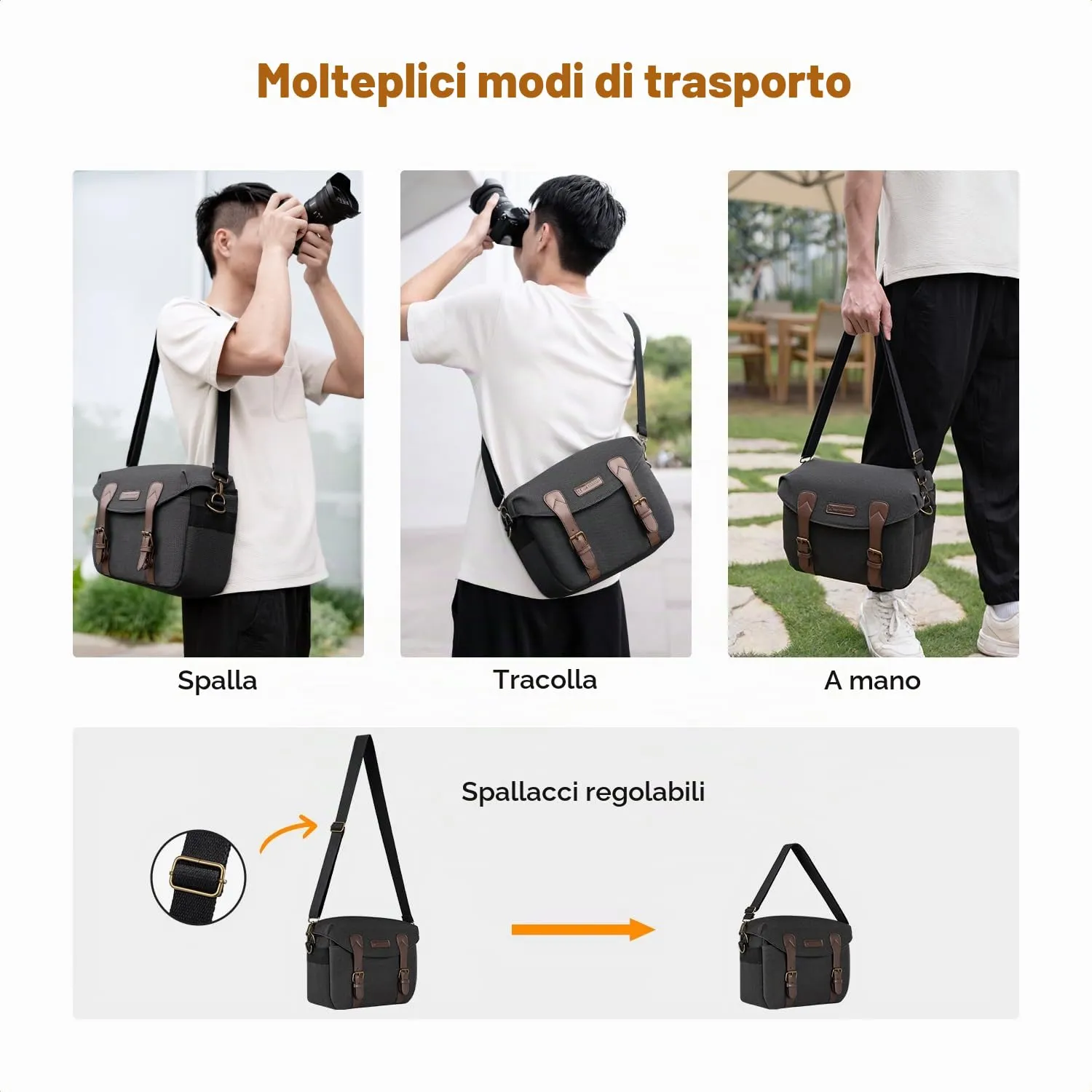 K&F Concept borsa fotocamera tracolla vintage impermeabile