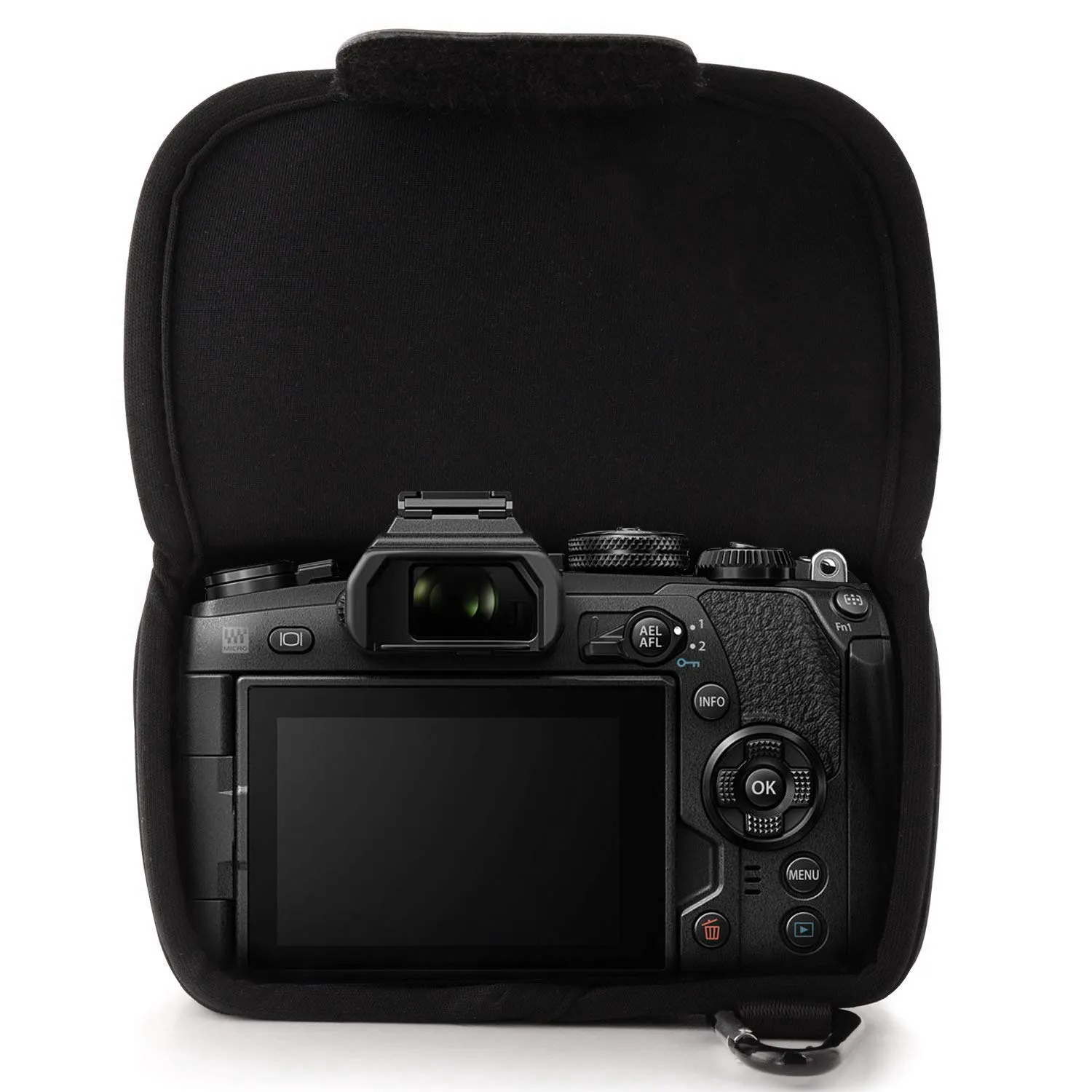 MegaGear custodia neoprene Olympus E-M1 Mark II 12-40mm nero