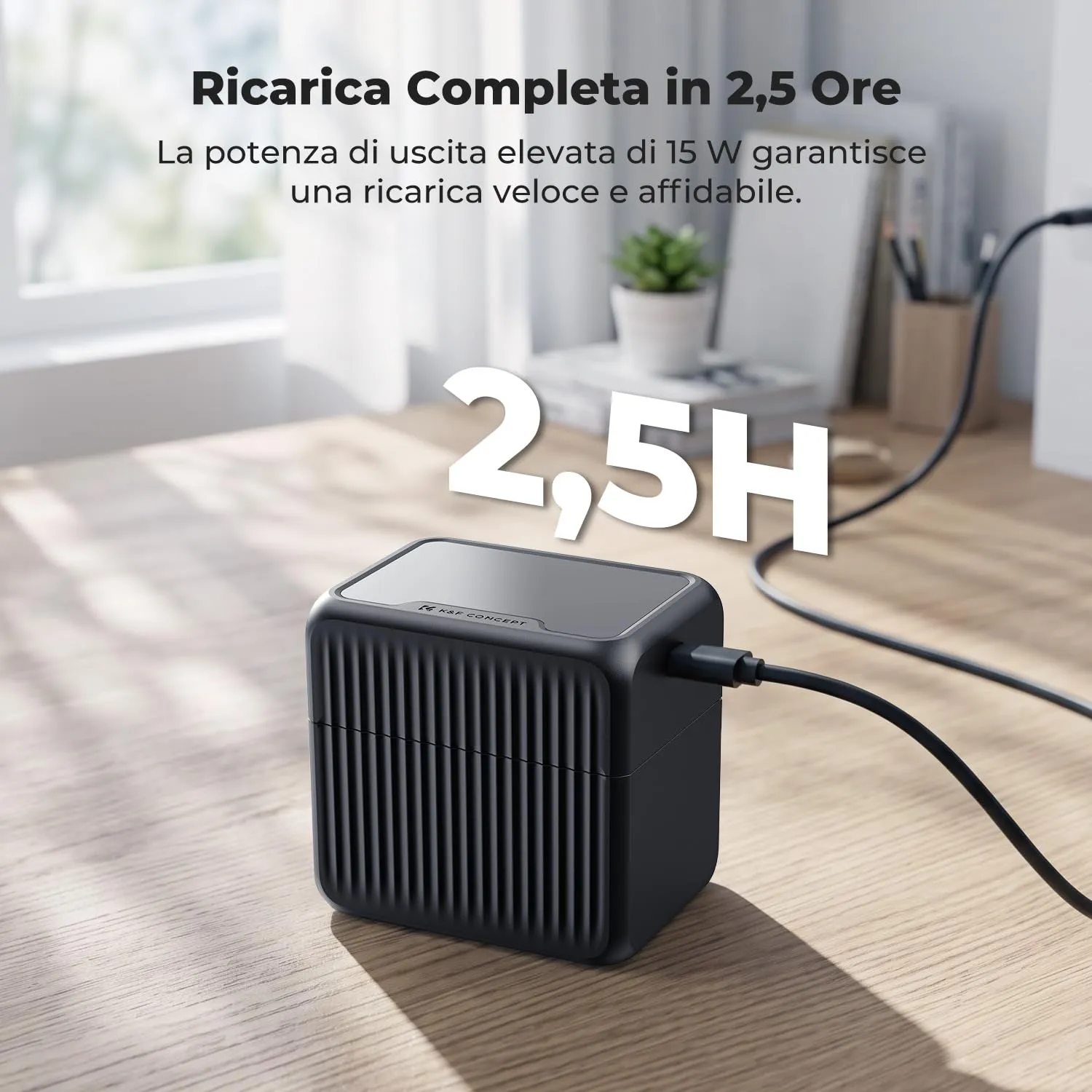 K&F Concept batterie AAA litio ricaricabili box 8 slot Type-C