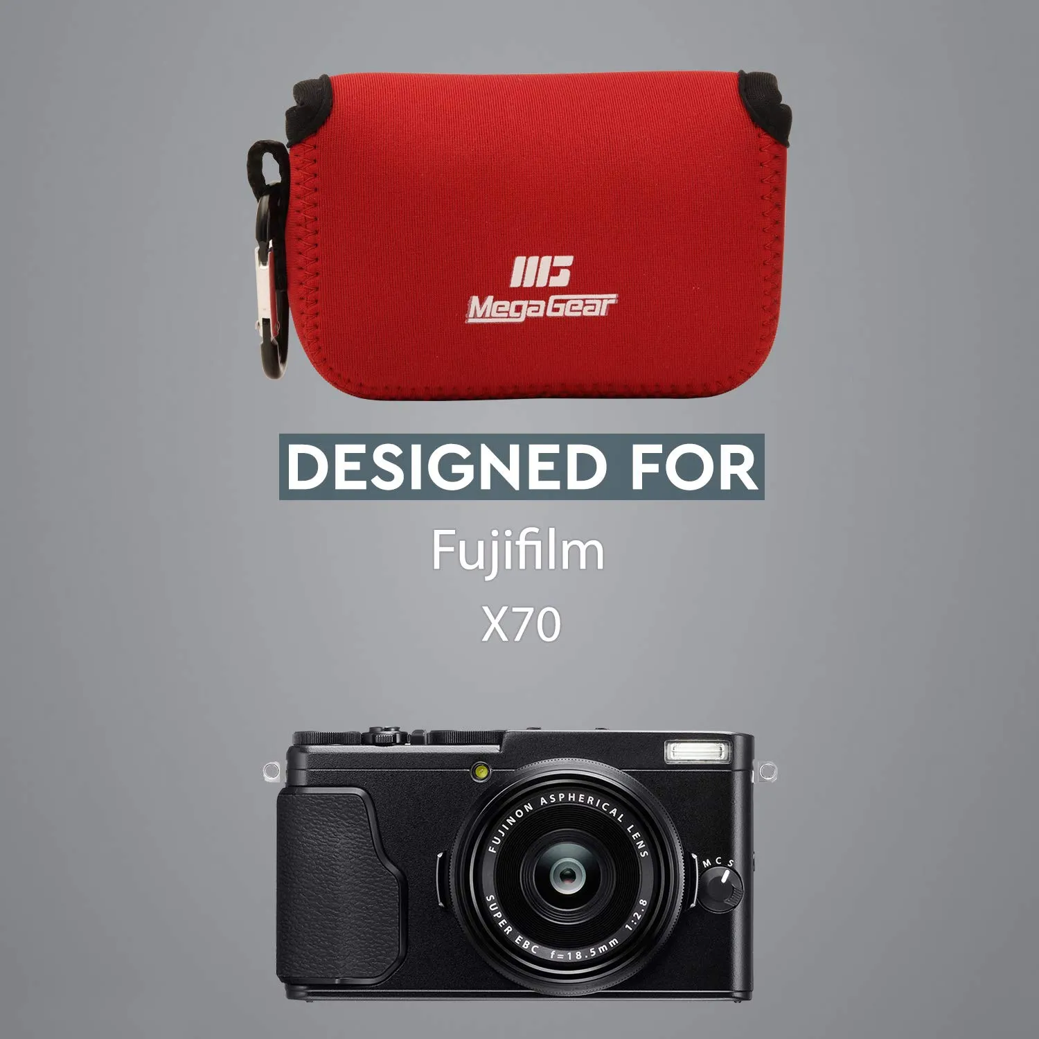 MegaGear MG715 custodia neoprene rossa per Fujifilm X70 leggera