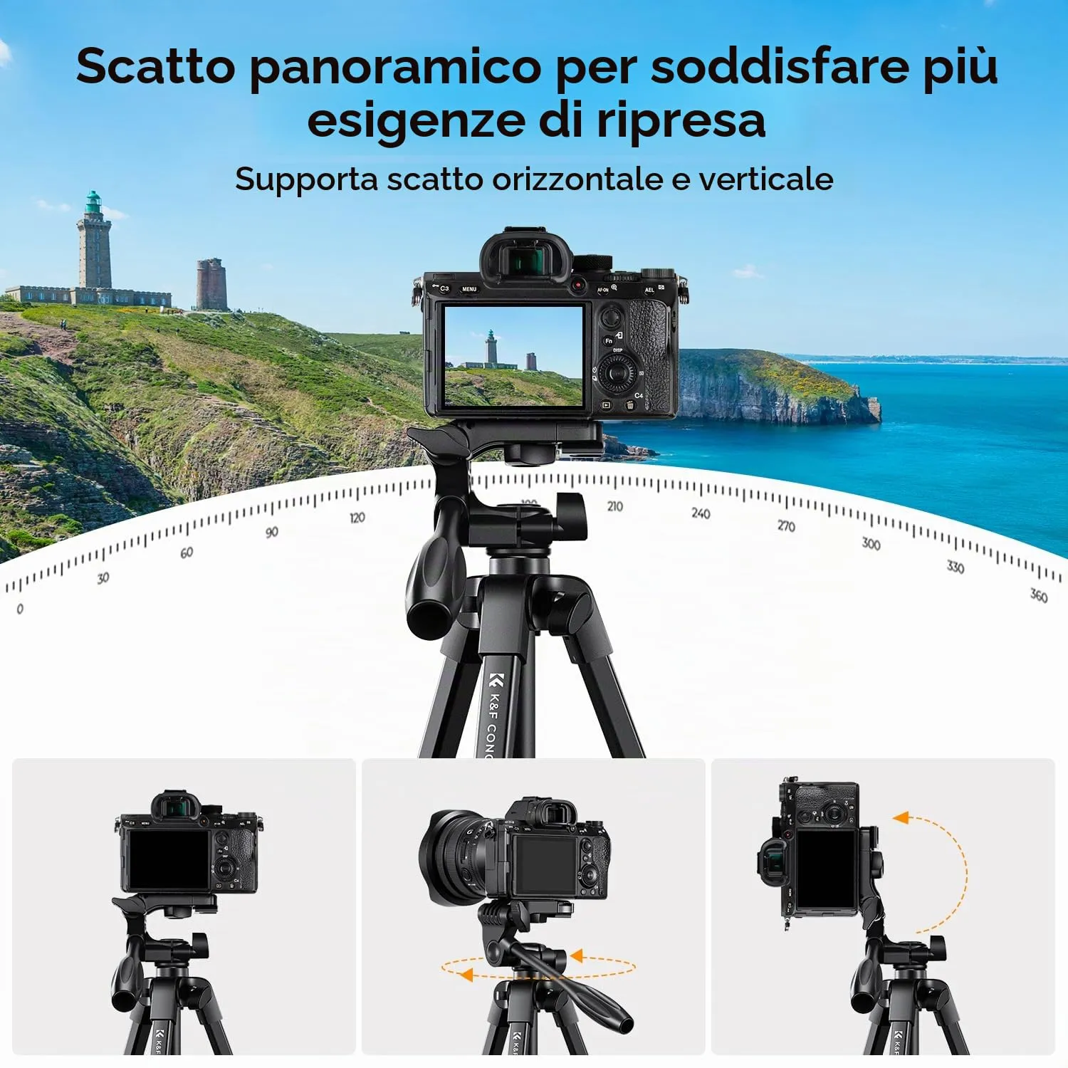 K&F Concept treppiede smartphone 152cm telecomando leggero