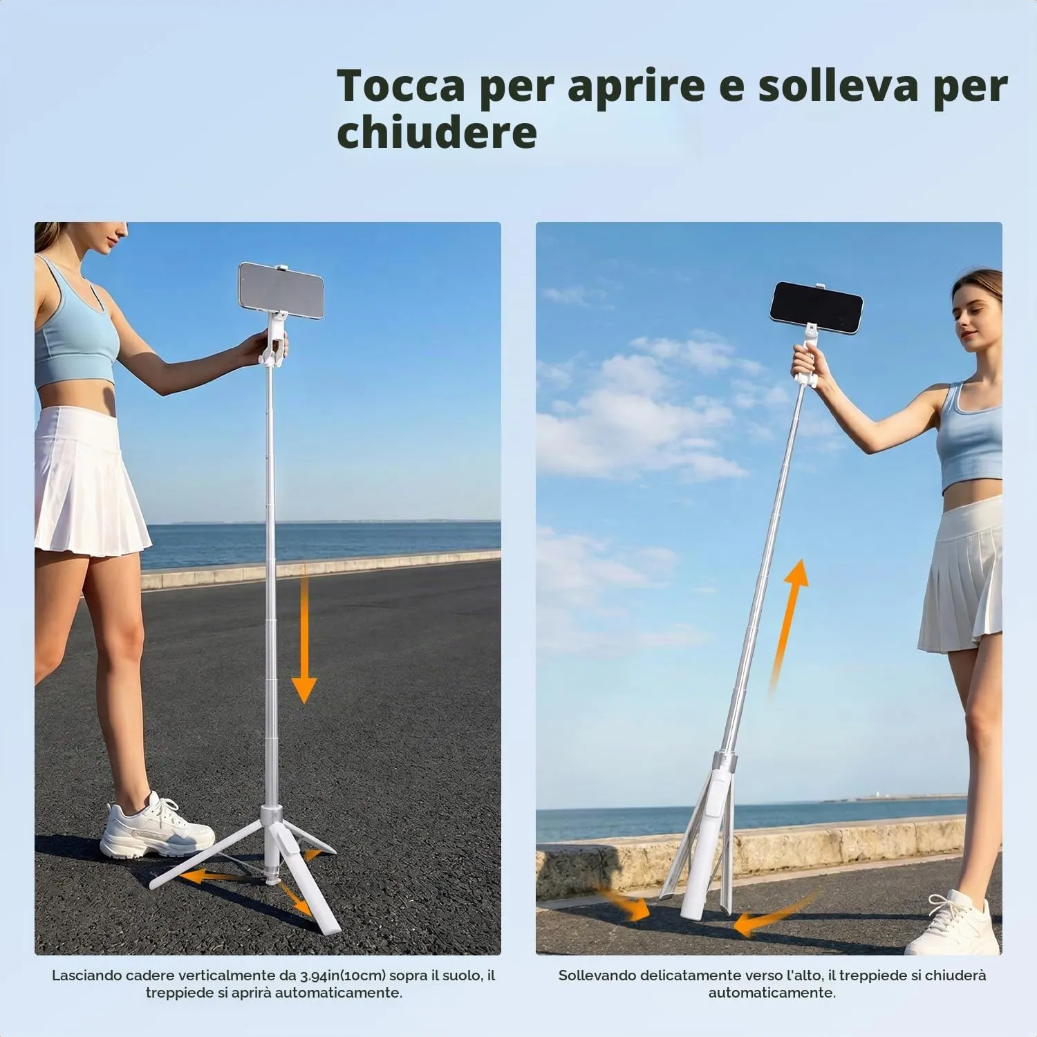 Concept 180cm Treppiede Selfie Bianco con Luce Bluetooth