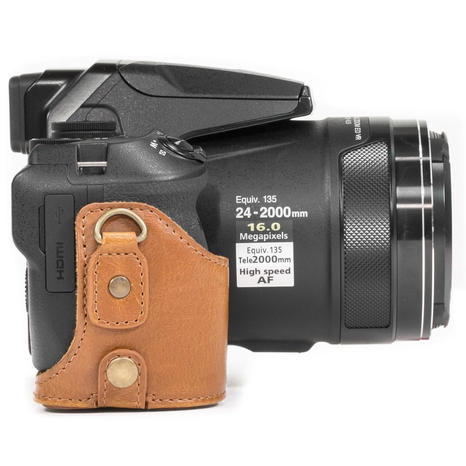 MegaGear Ever Ready custodia pelle Nikon P900 marrone chiaro
