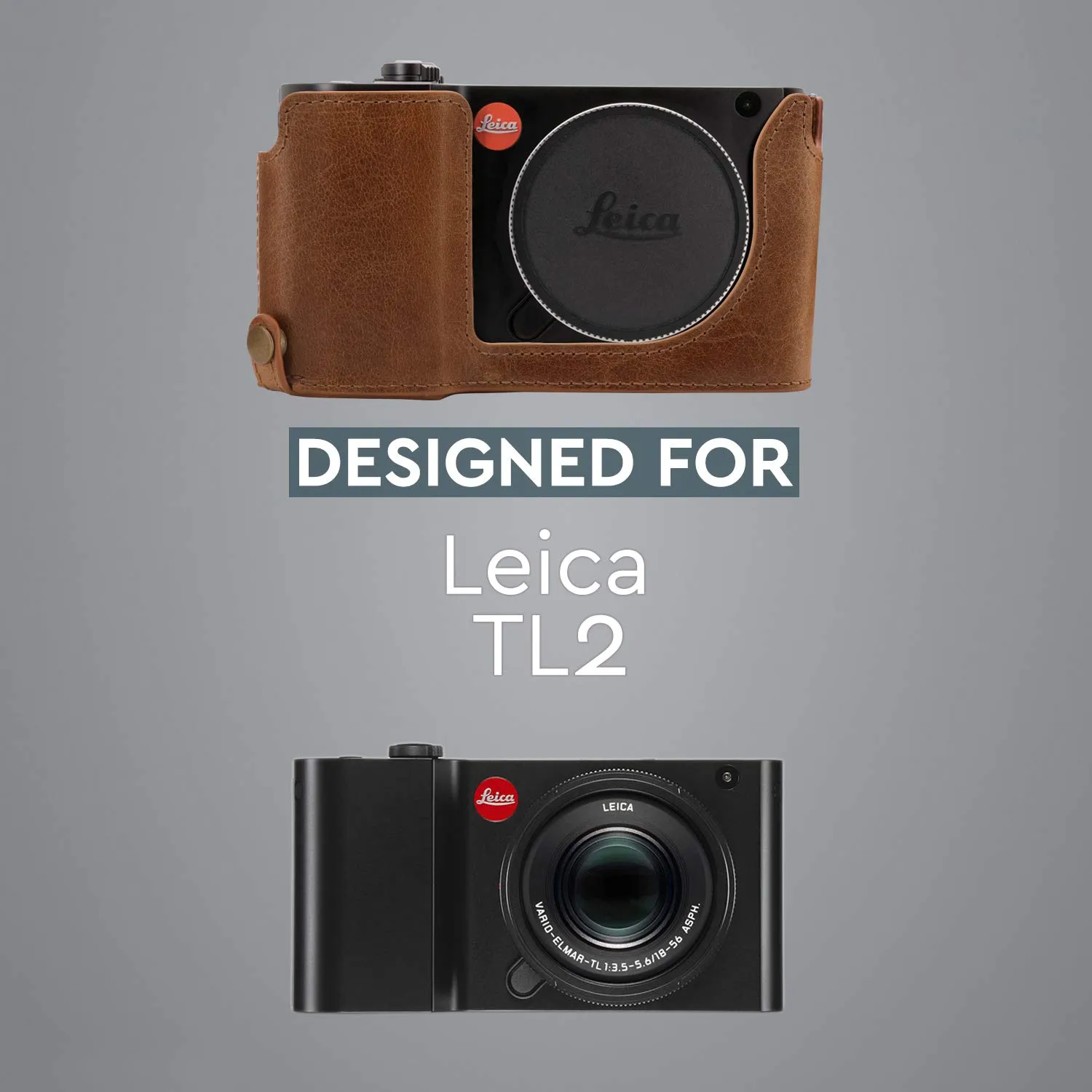 MegaGear Leica TL2-TL mezza custodia pelle marrone scuro