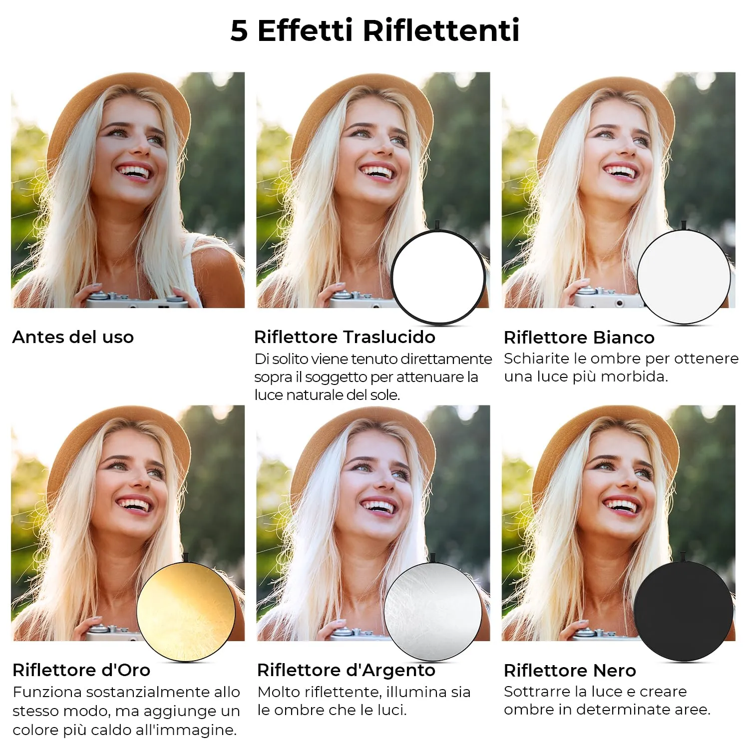 K&F Concept Riflettore Fotografico 5in1 Pieghevole 110cm