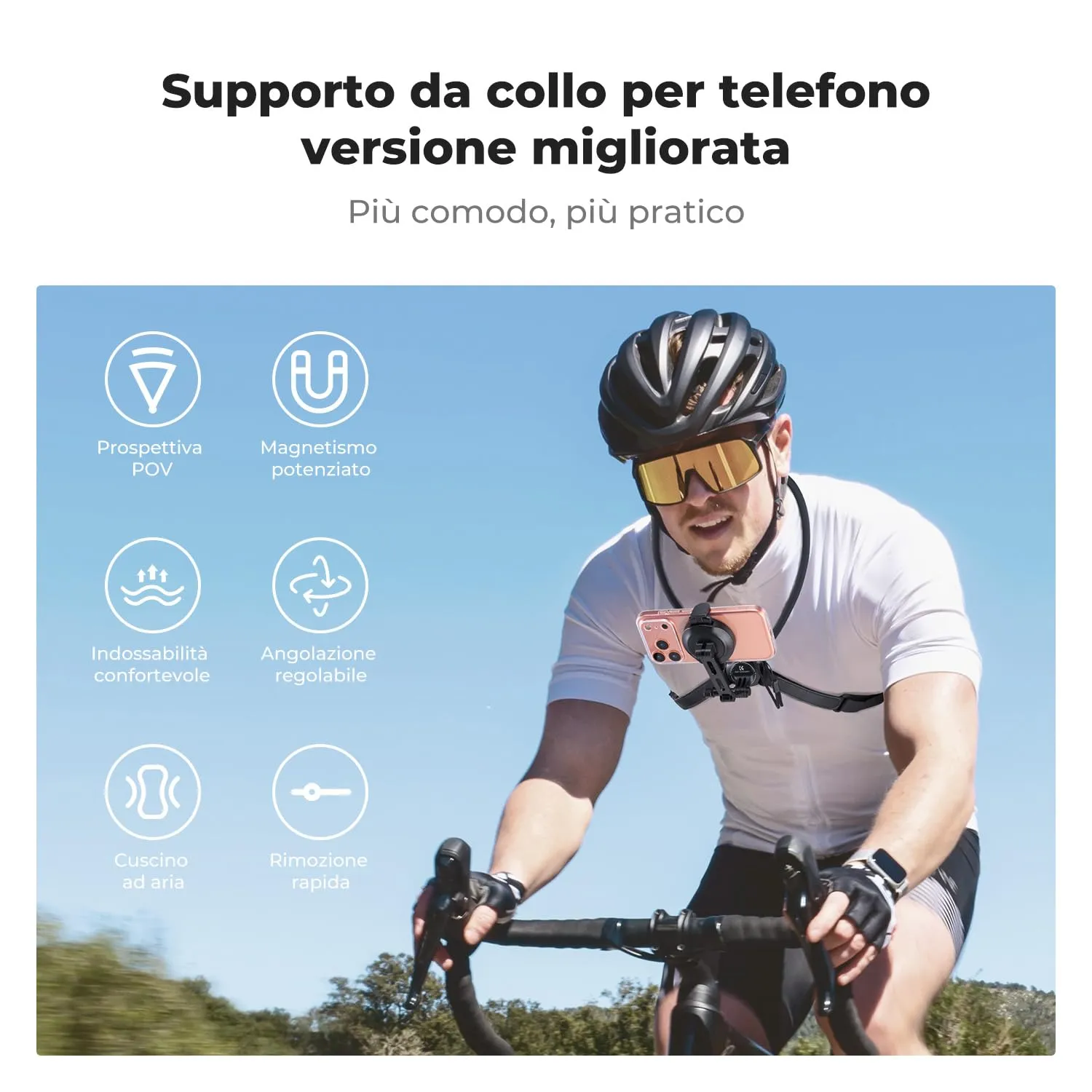 K&F Concept Supporto Collo Telefono Magnetico Nero POV