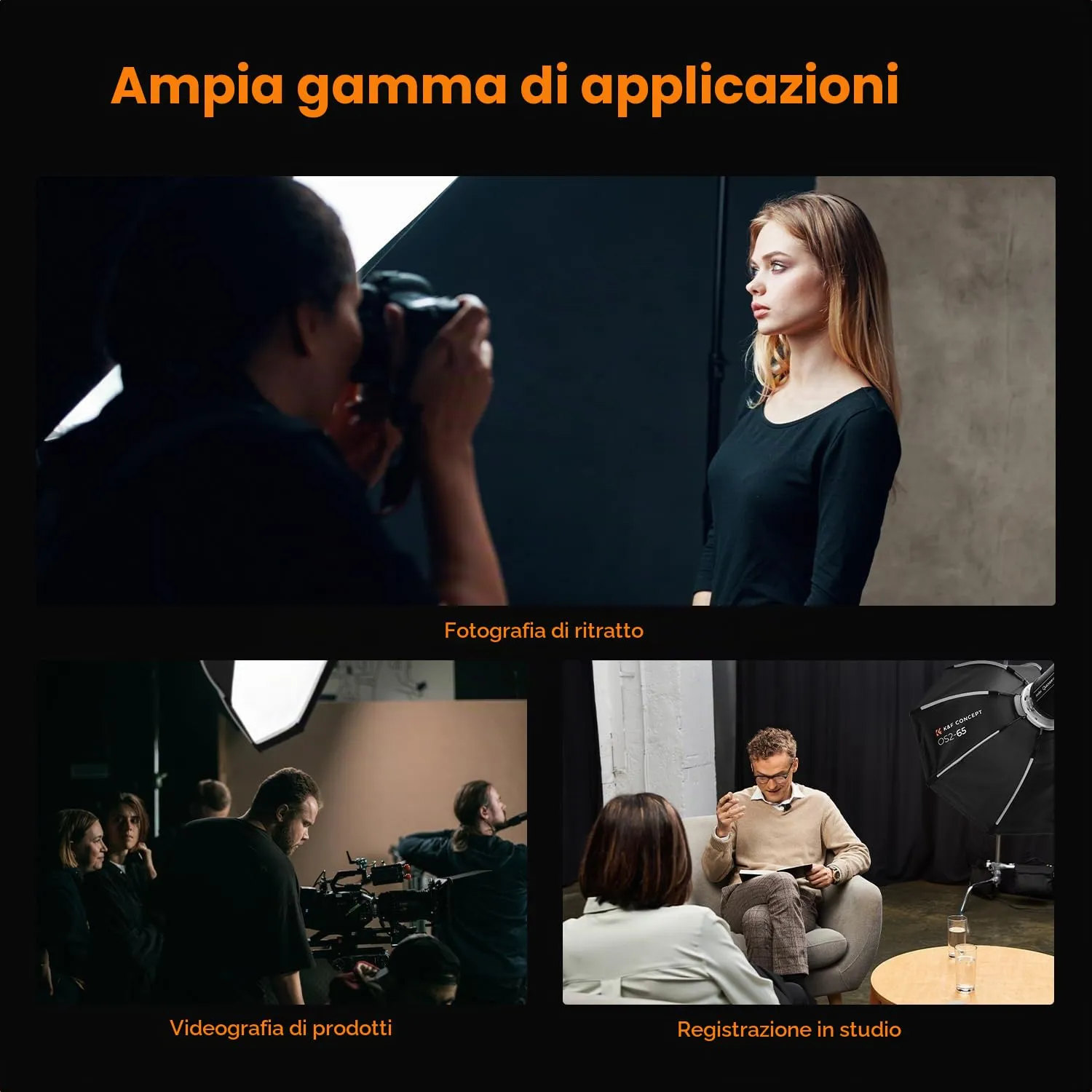 K&F Concept softbox ottagonale 65cm 26" con griglia