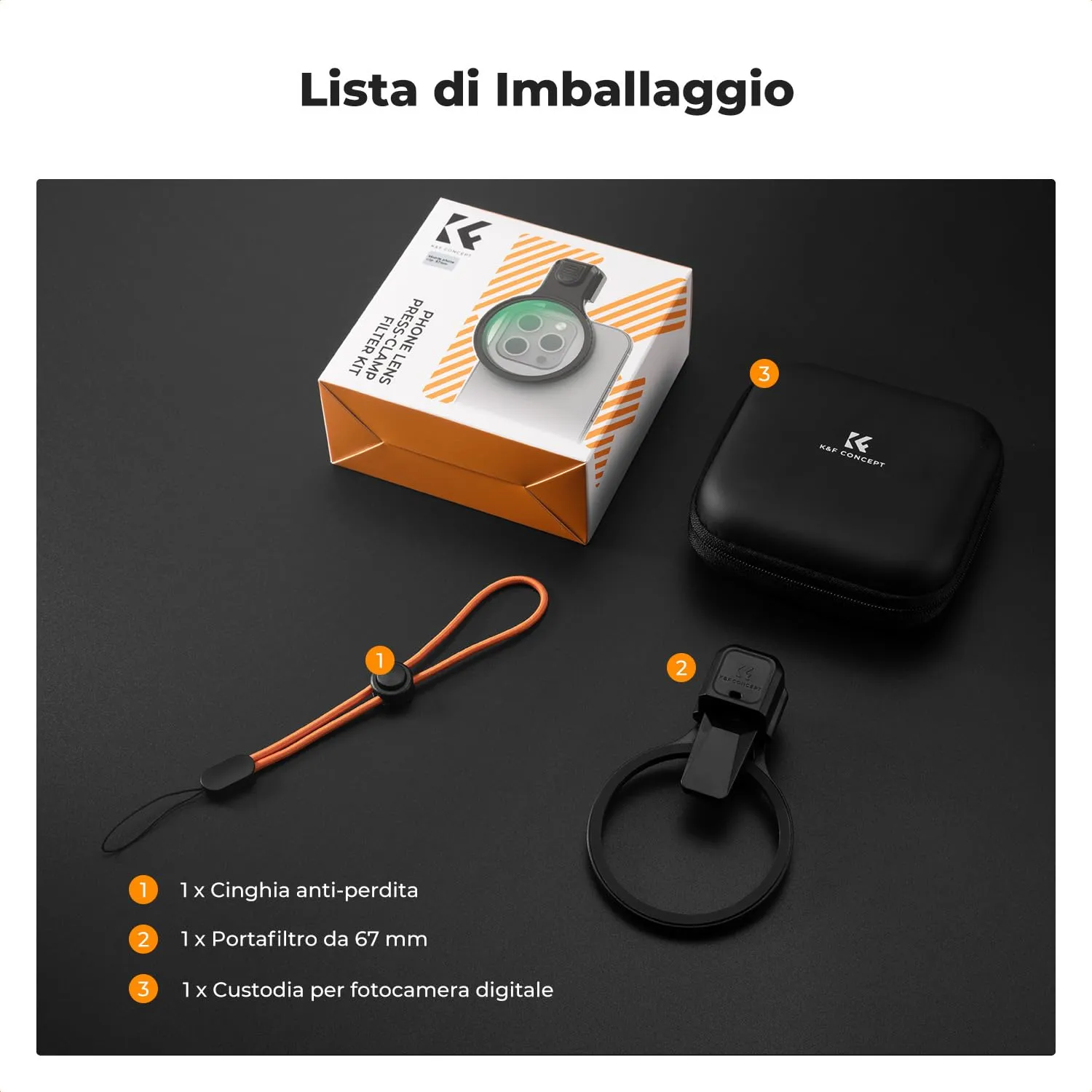 K&F Concept adattatore filtro 67mm telefono press-type