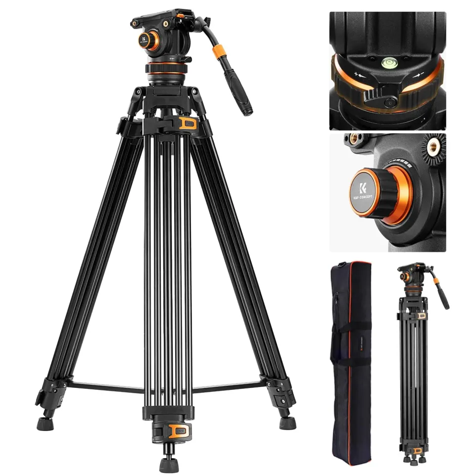 K&F Concept treppiede video 191cm 10kg testa fluida