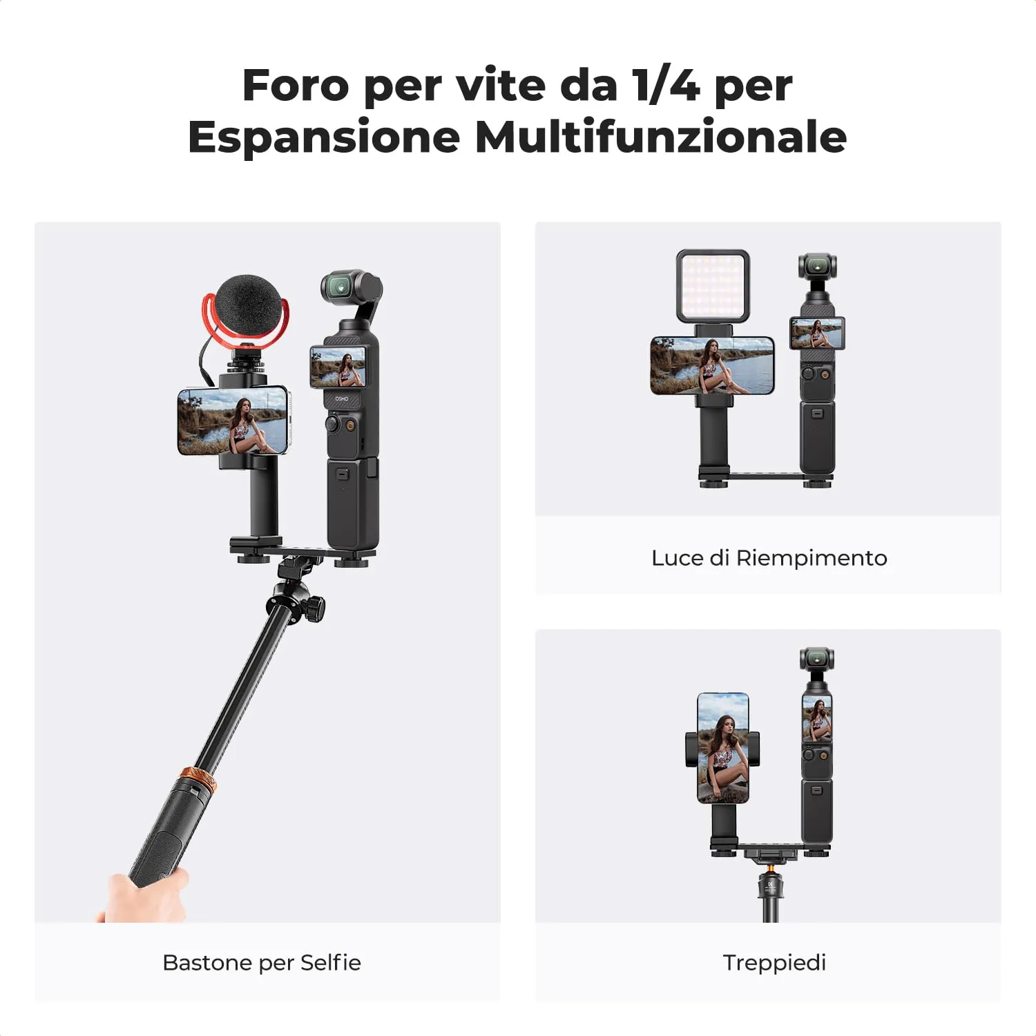 K&F Concept Supporto Telefono DJI Osmo Pocket 3/4 Vlog